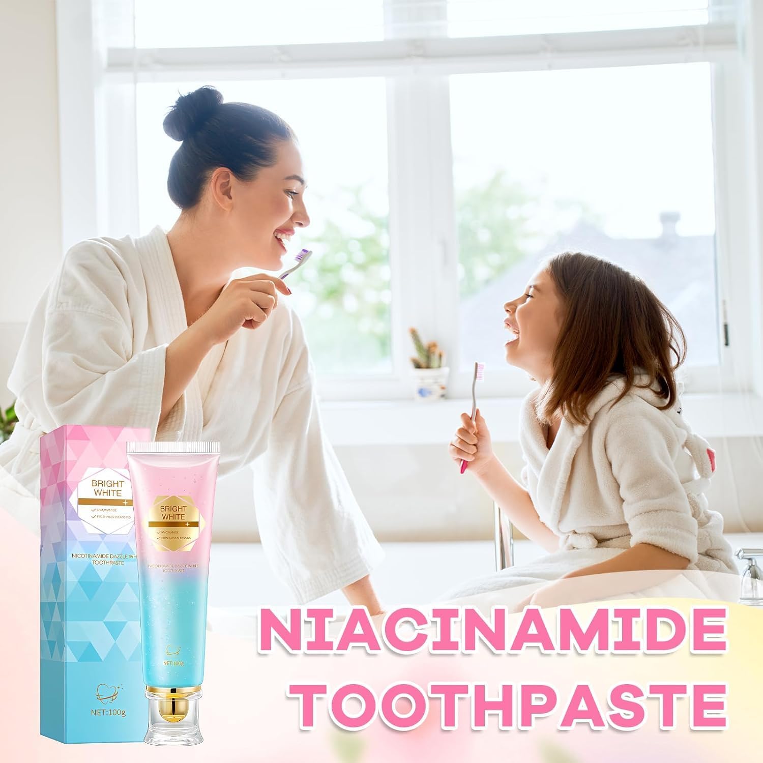 Niacinamide Whitening Toothpaste - Mild Mint, 24-Hour Fresh Breath, Fluoride-Free for Sensitive Teeth