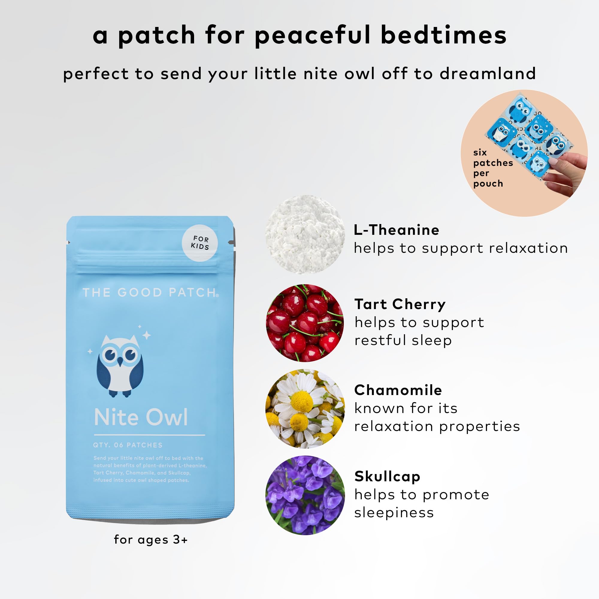 The Good Patch Nite Owl Patch for Kids — Natural Sleep Support (24 Patches)