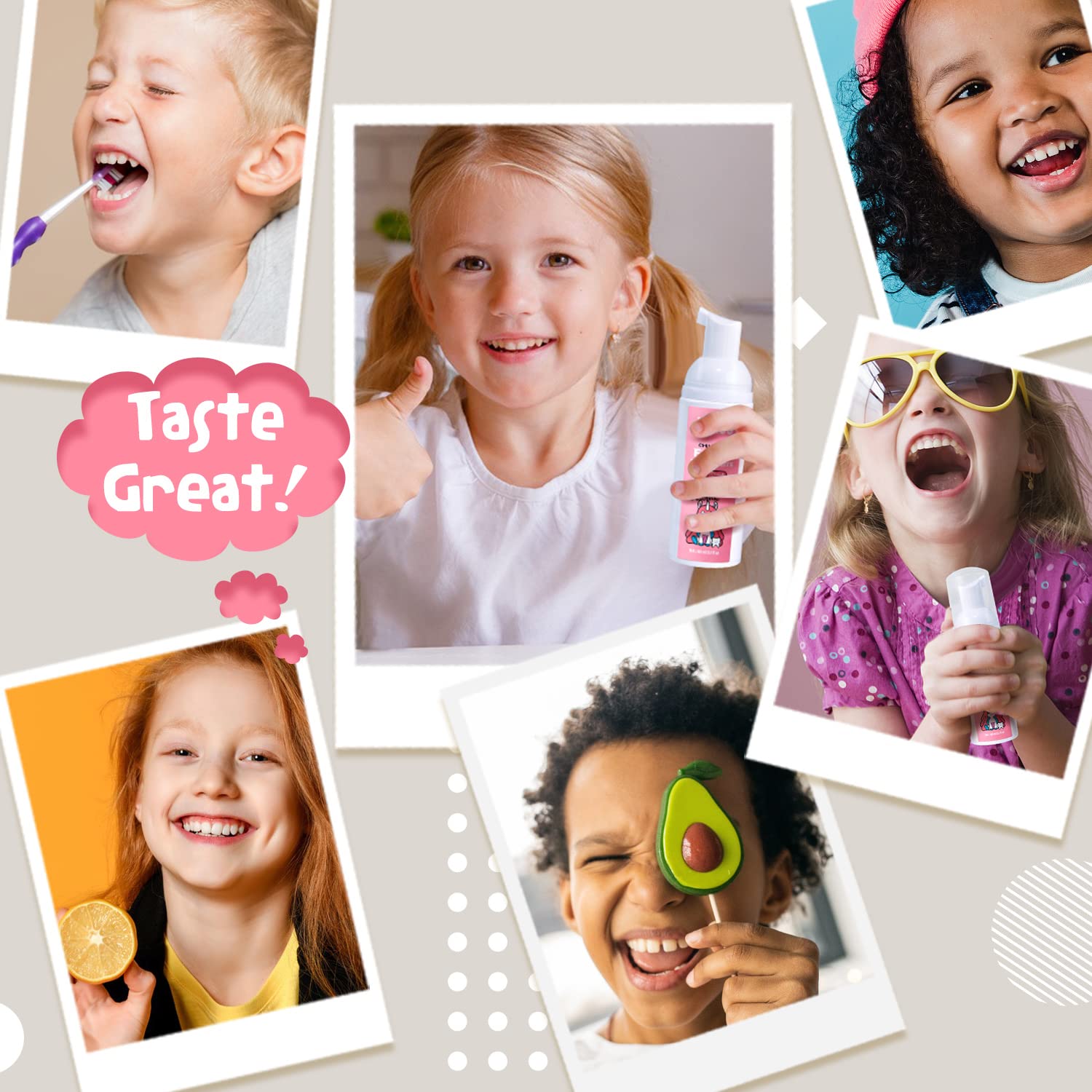 NOHOO Fluoride-Free Foam Toothpaste for Kids – Orange & Peach Fruit Flavour (60ml Pump)