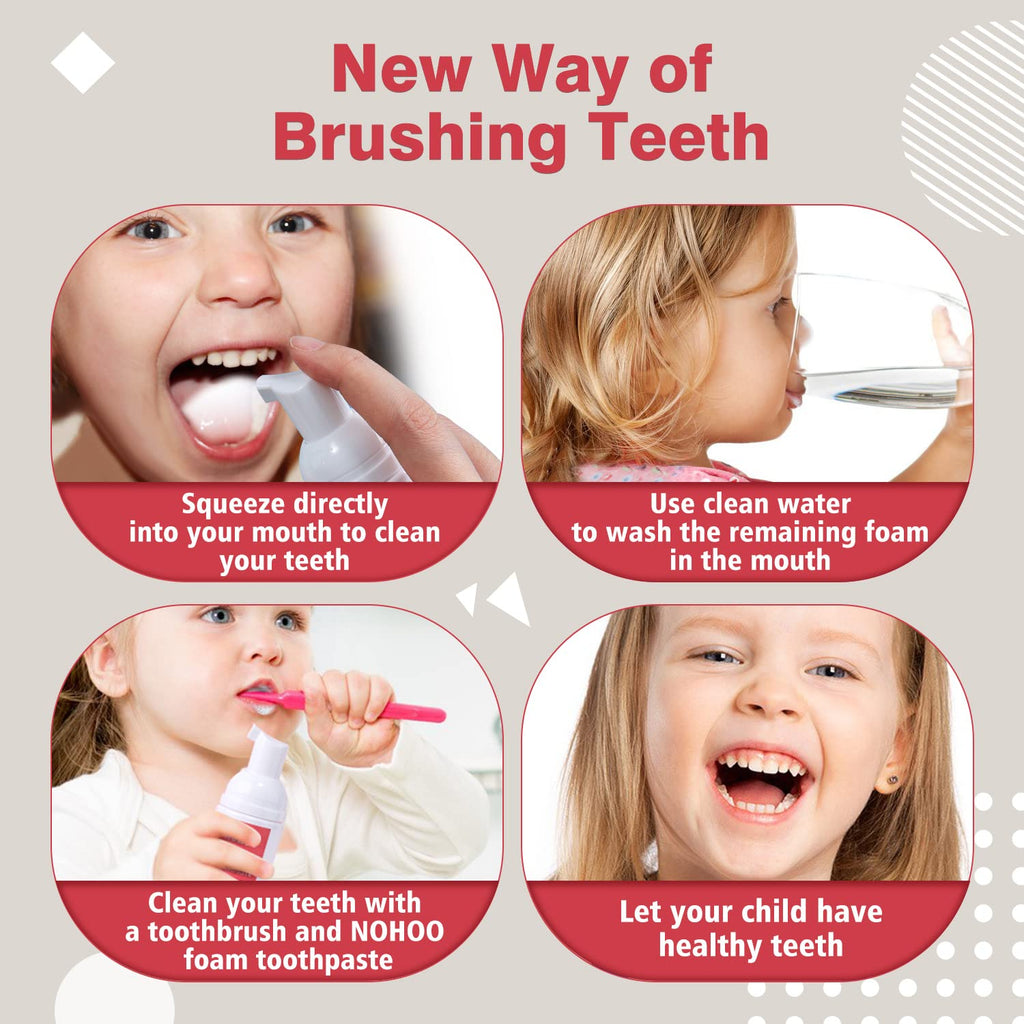 NOHOO Fluoride-Free Foam Toothpaste for Kids – Strawberry & Orange
