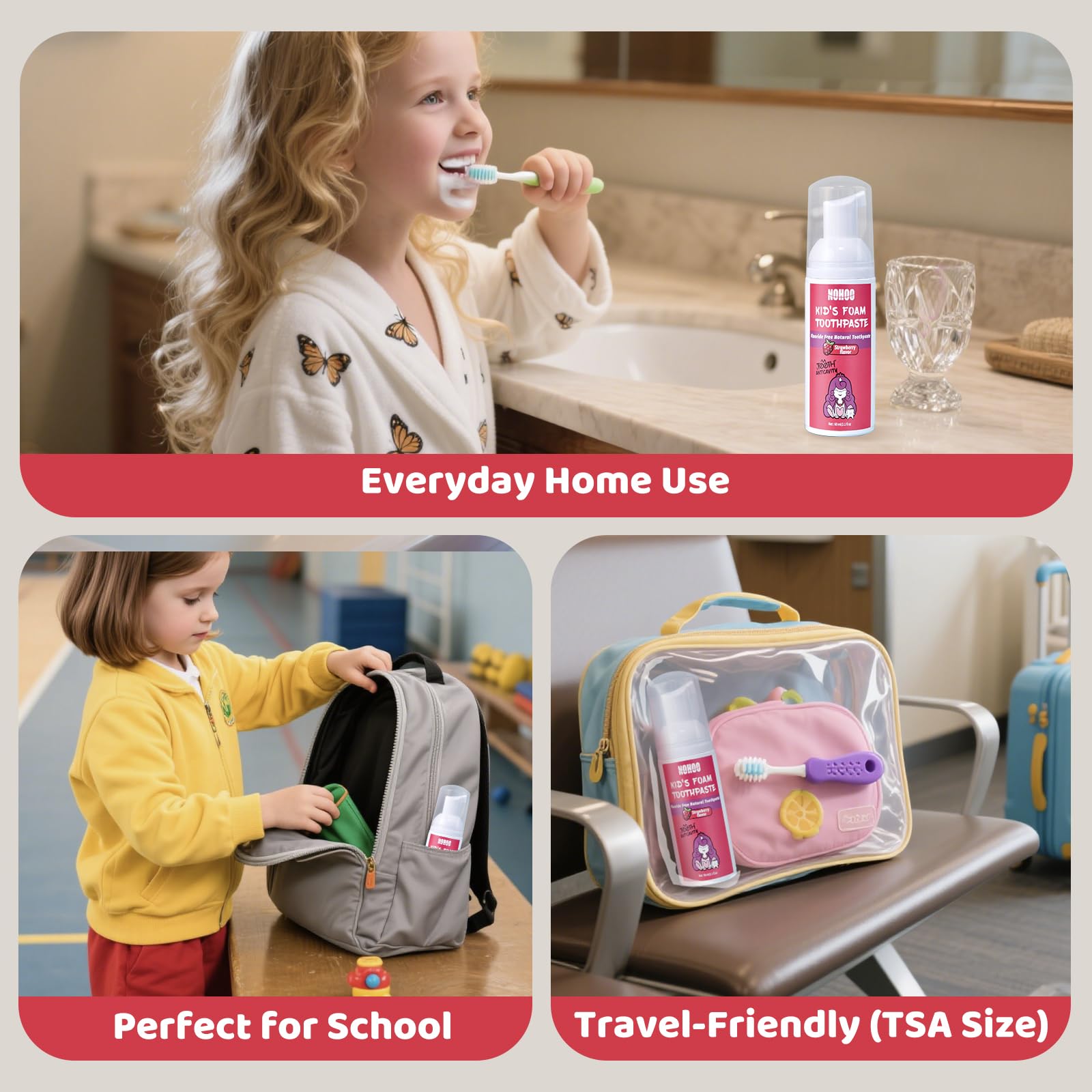 NOHOO Fluoride-Free Foam Toothpaste for Kids - Fruit Flavour