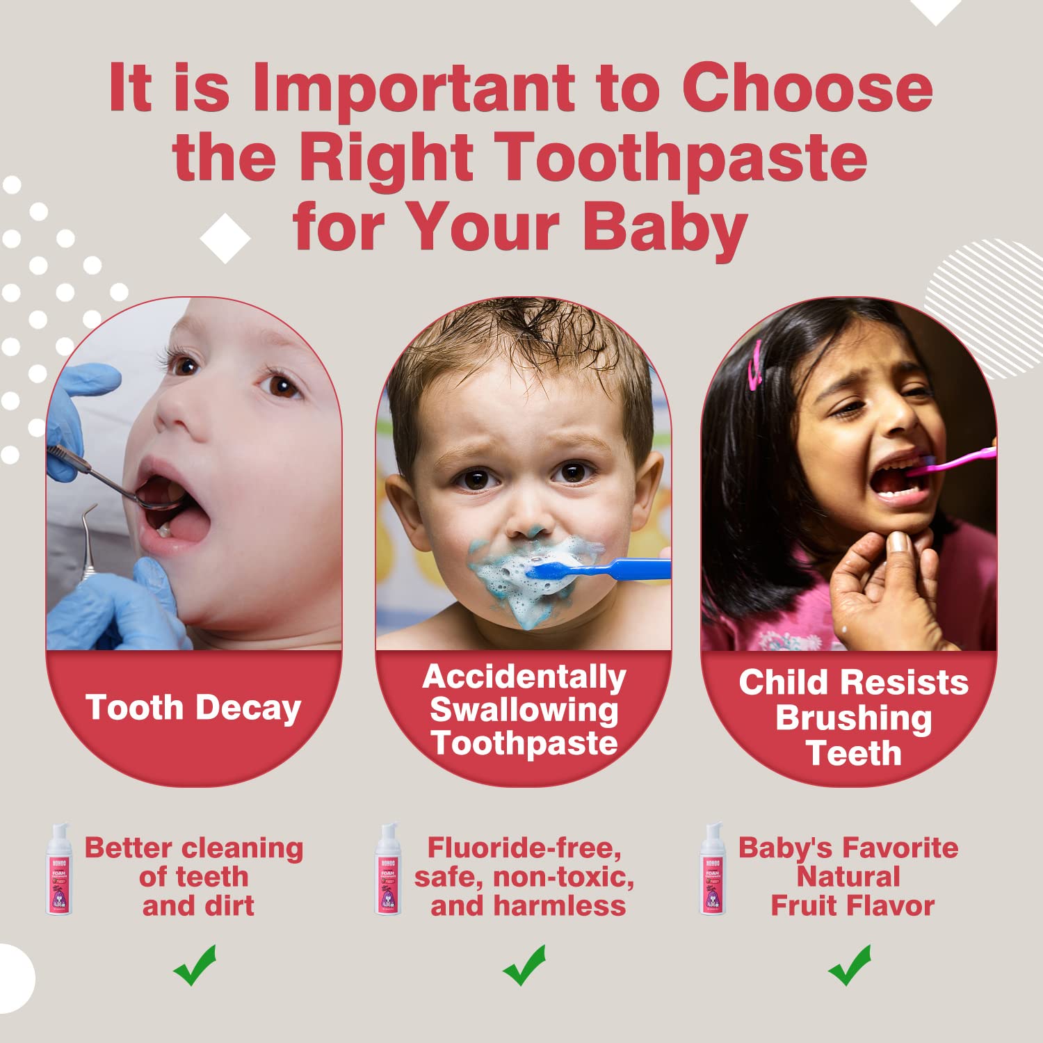 NOHOO Fluoride-Free Foam Toothpaste for Kids - Fruit Flavour