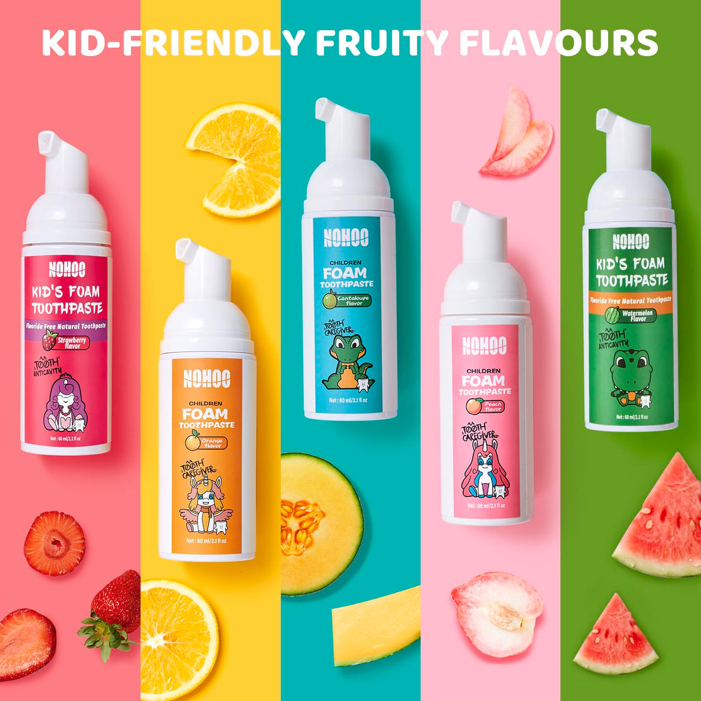 NOHOO Fluoride-Free Foam Toothpaste for Kids – Watermelon Flavor (2 Pack)