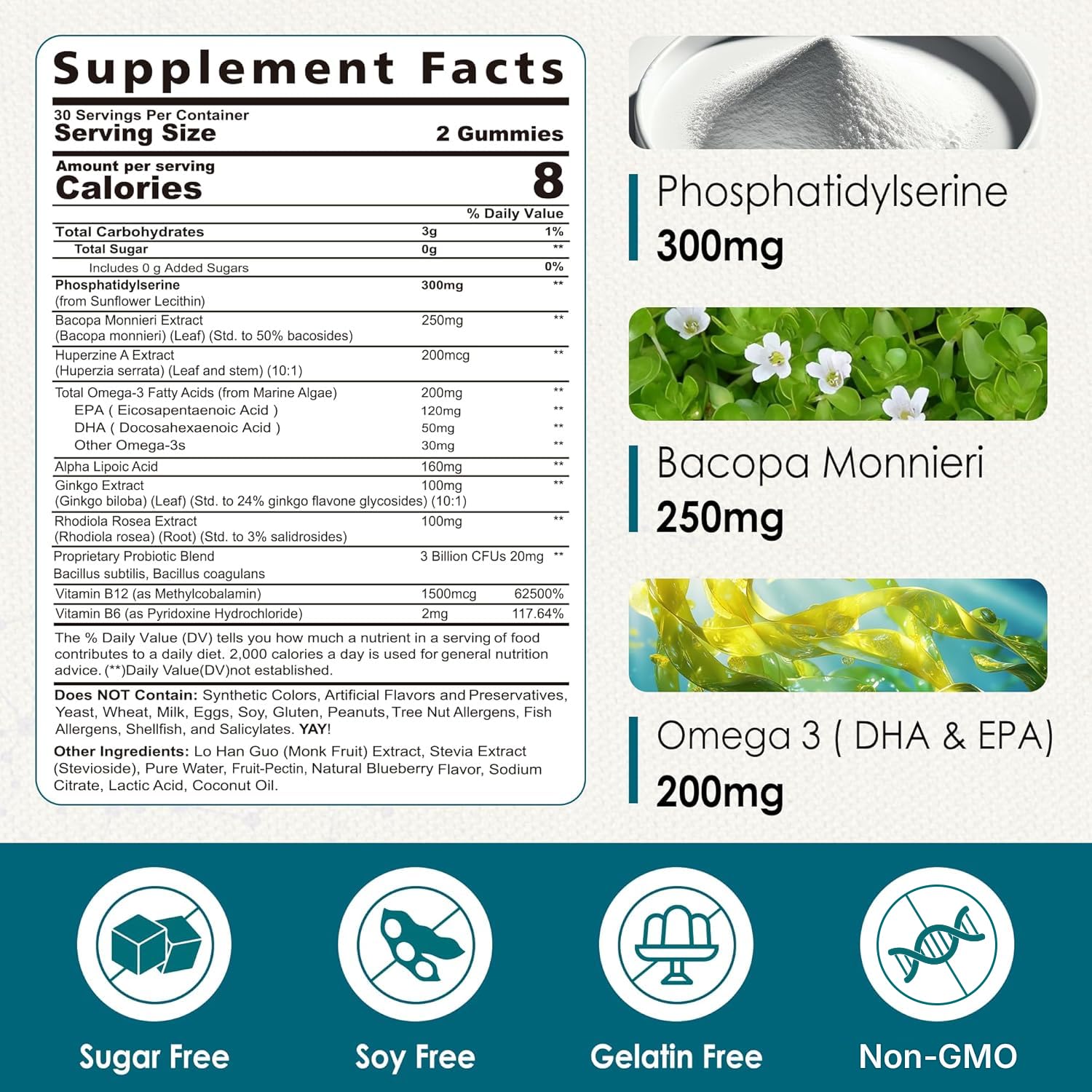 Phosphatidylserine Nootropic Gummies – Focus & Energy (60 Ct)