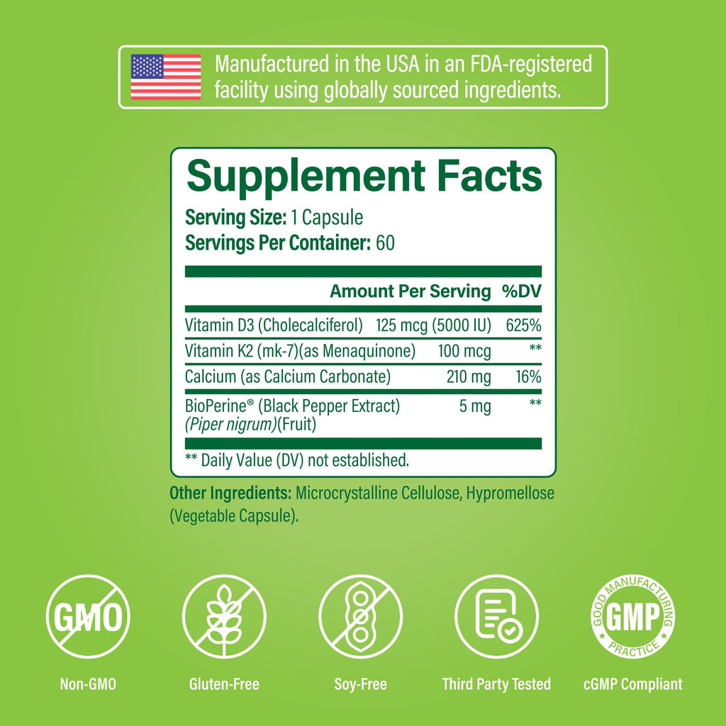 Noophoric D3 K2 5000 IU – D3 & K2 MK-7 for Bone Health