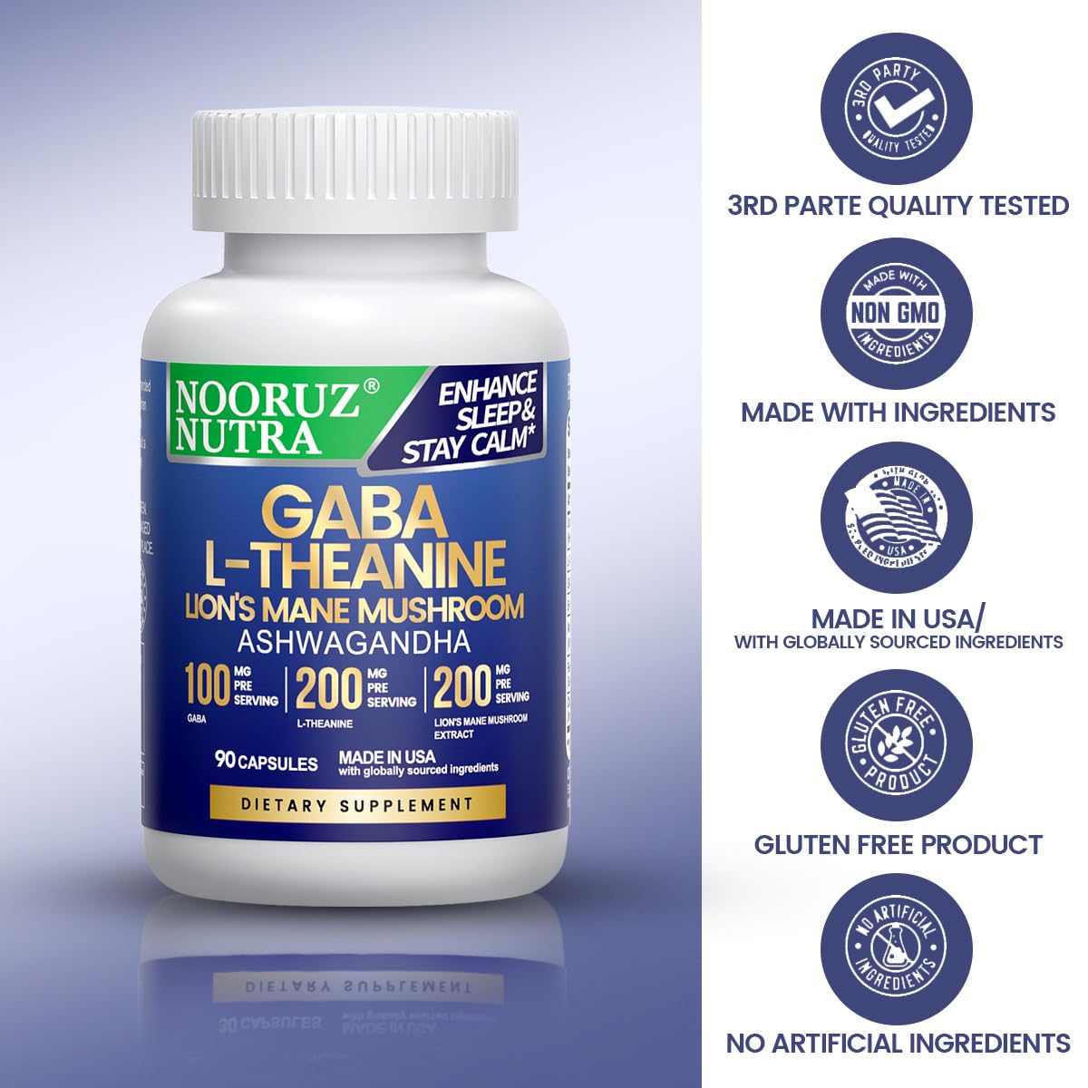 NOORUZ Lions Mane Mushroom Supplement - 90 Caps | Energy, Focus & Immunity