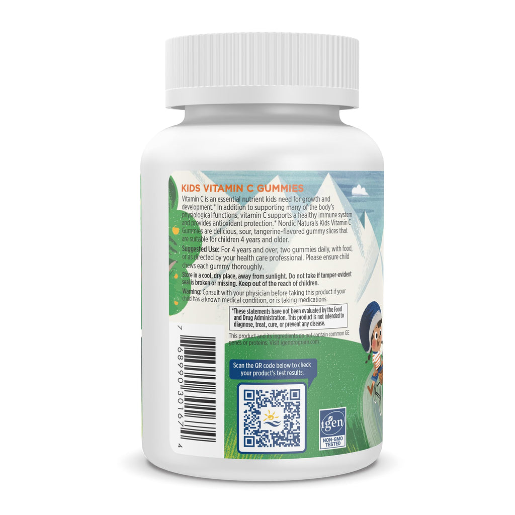 Nordic Naturals Kids Vitamin C Gummies - Tangy Tangerine, 60 Gummies | Vegan Vitamin C for Kids