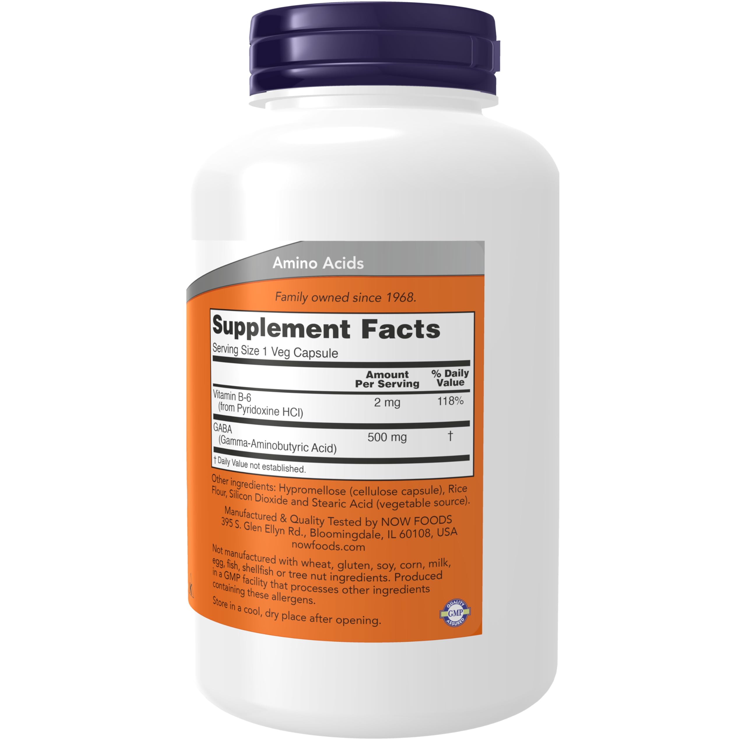 NOW GABA 500 mg,200 Veg Capsules