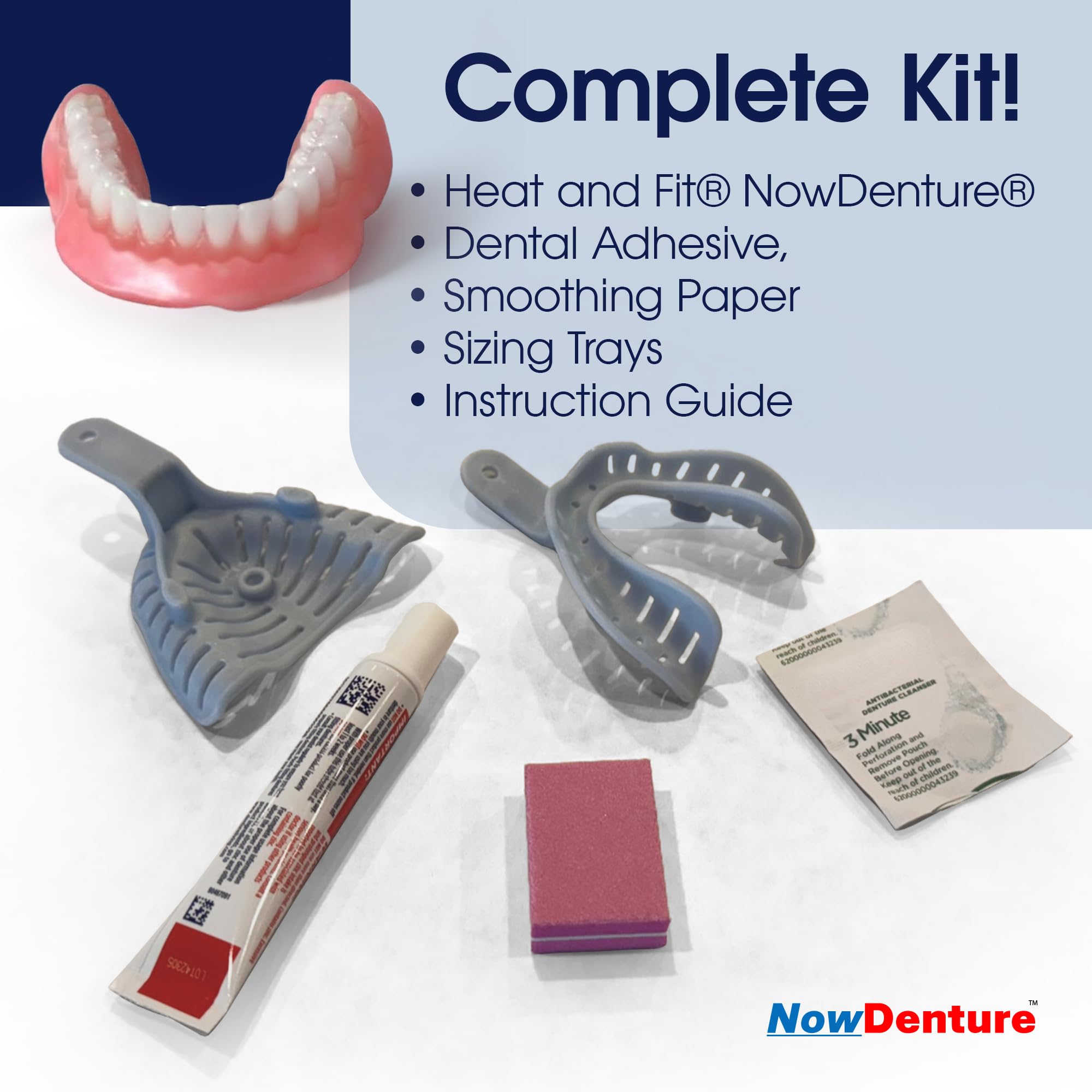 Heat and Fit NowDenture™ – Premium Immediate Lower Dentures (USA Made) – Real Teeth, Custom Fit, Medium