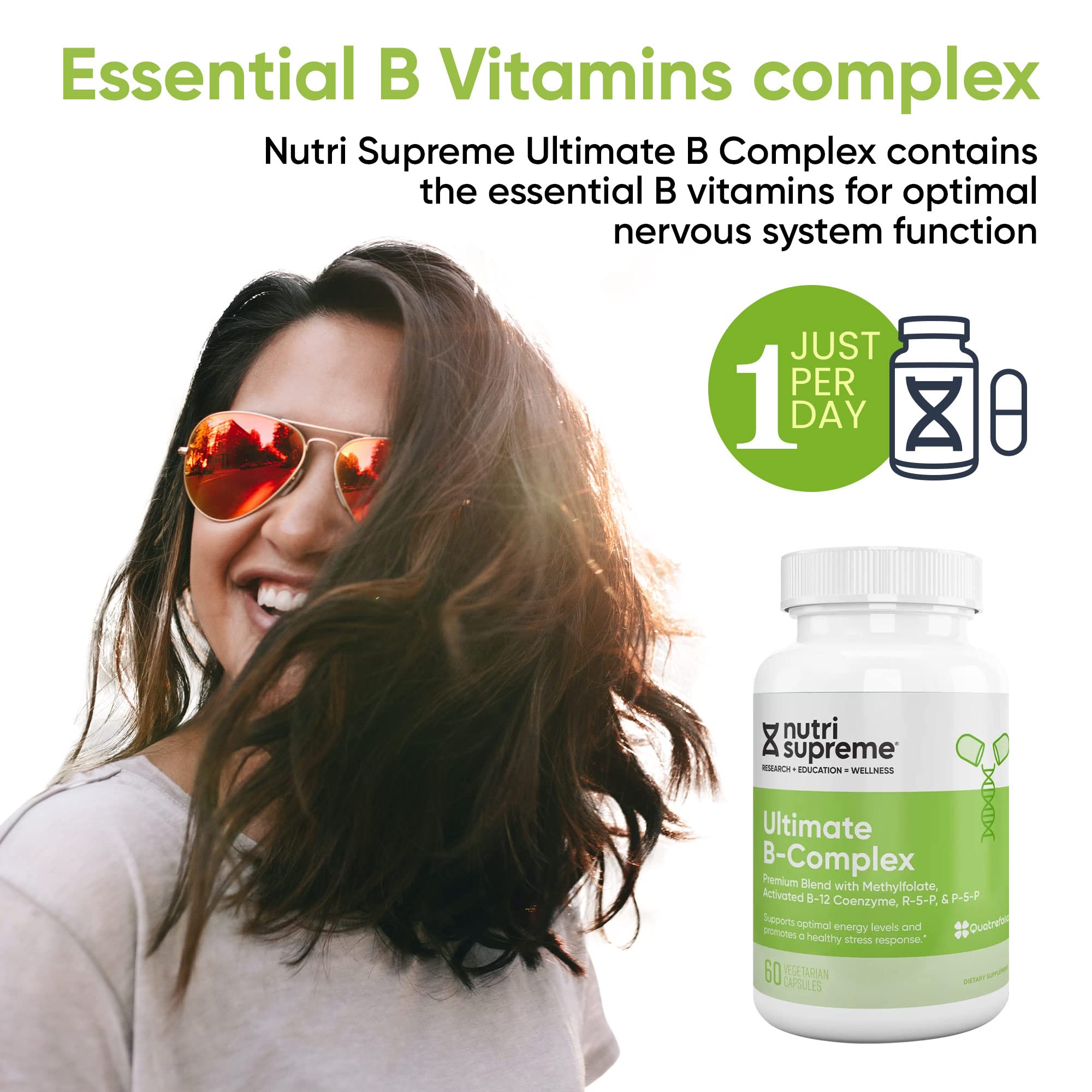 Nutri Supreme Ultimate B Complex with Methylfolate – Highly Absorbable B Vitamins | 60 Capsules