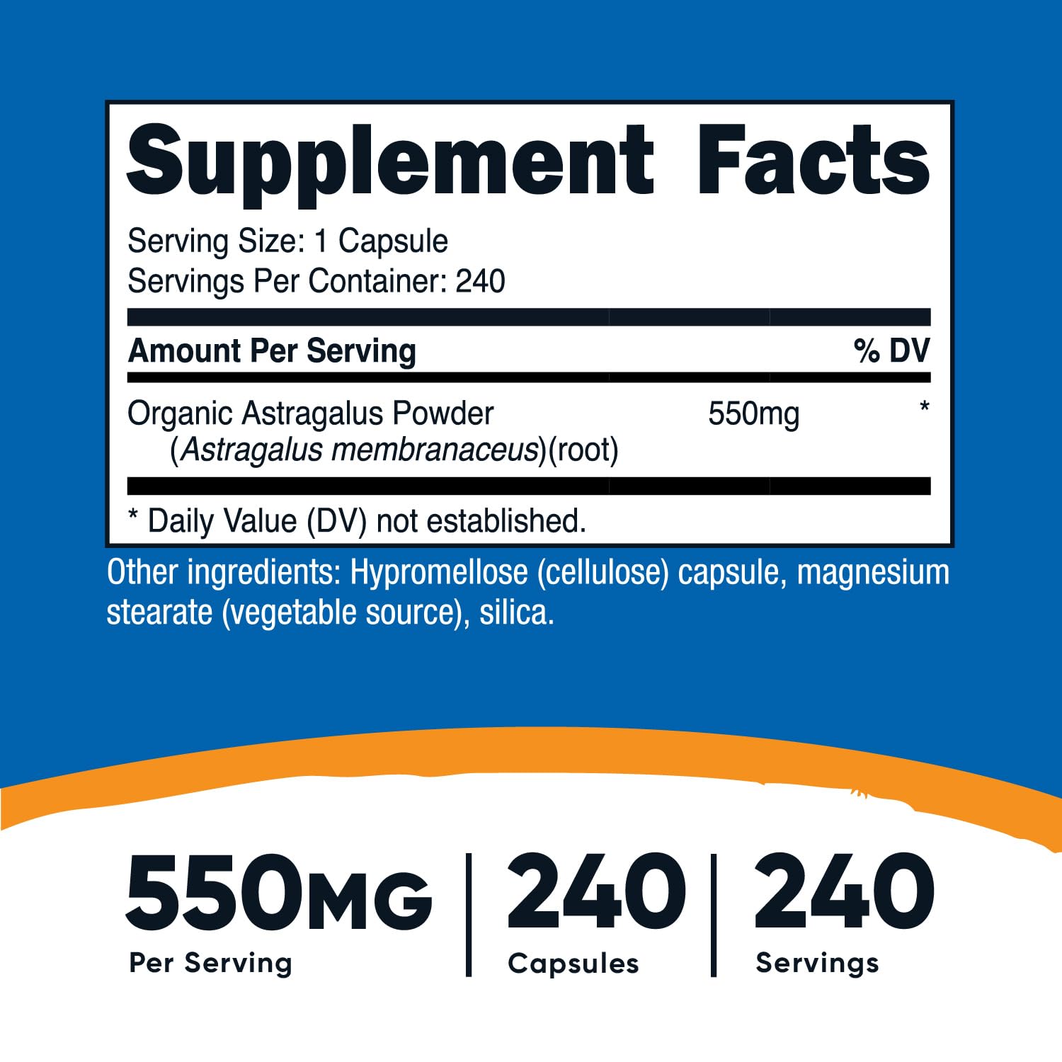 Nutricost Astragalus Capsules 550mg – 240 Vegetarian Capsules (Pack of 2) | Non-GMO, Gluten Free