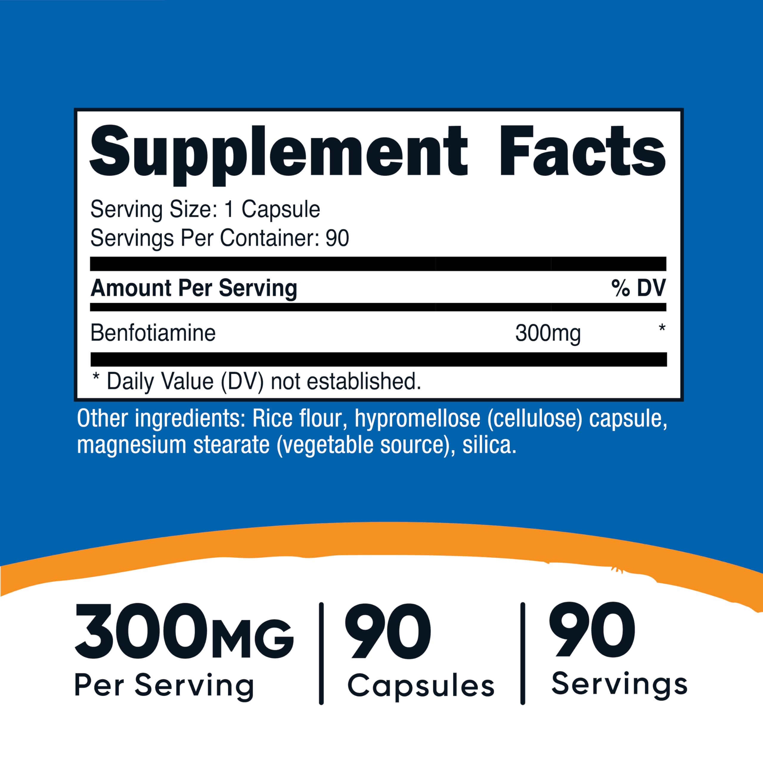 Nutricost Benfotiamine 300mg – 90 Capsules | Gluten Free, Non-GMO, Vegetarian Vitamin B1 (Fat-Soluble)