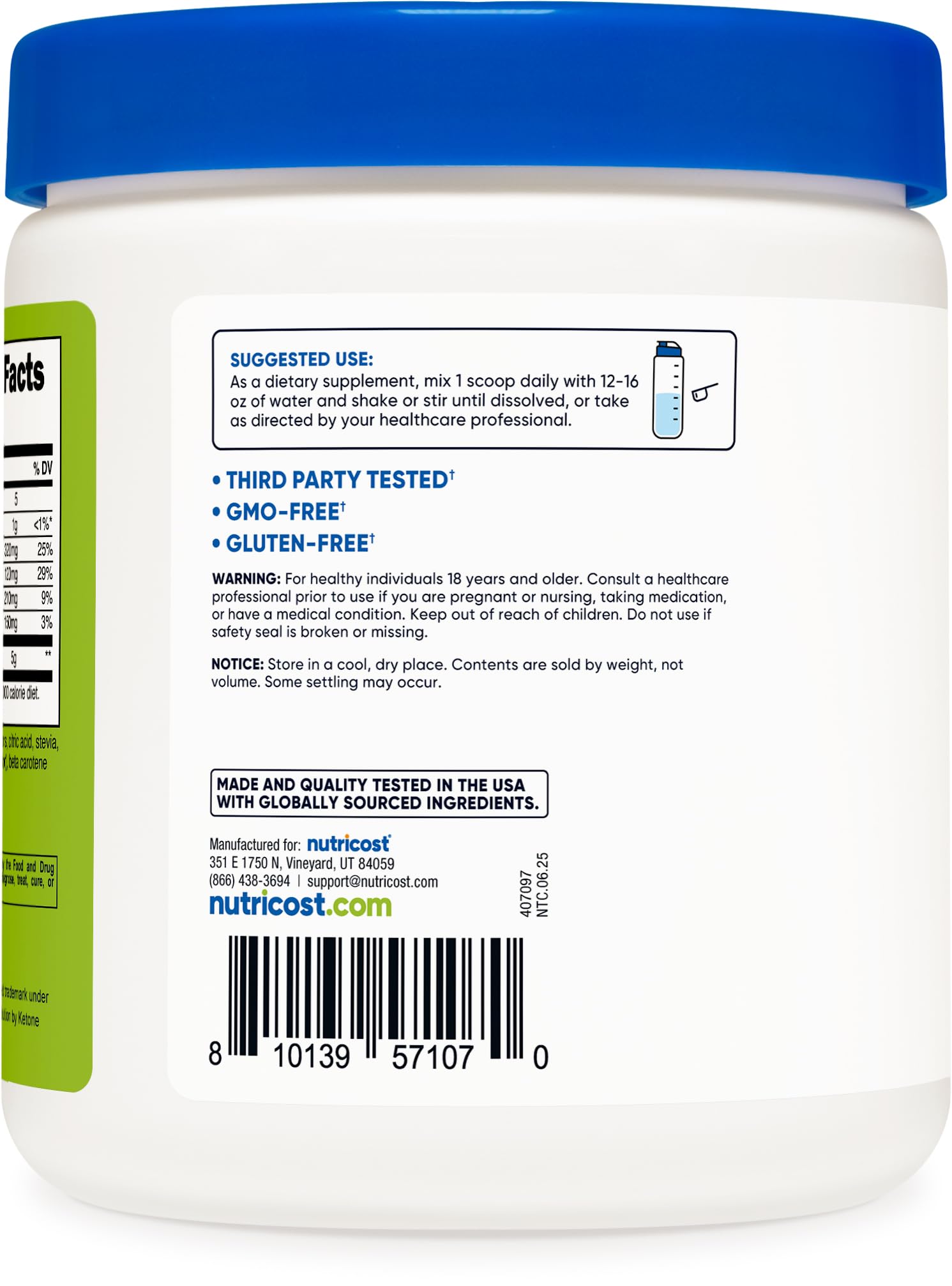 Nutricost BHB Salts Drink Mix – Green Apple, 30 Servings, 5g BHB per Serving