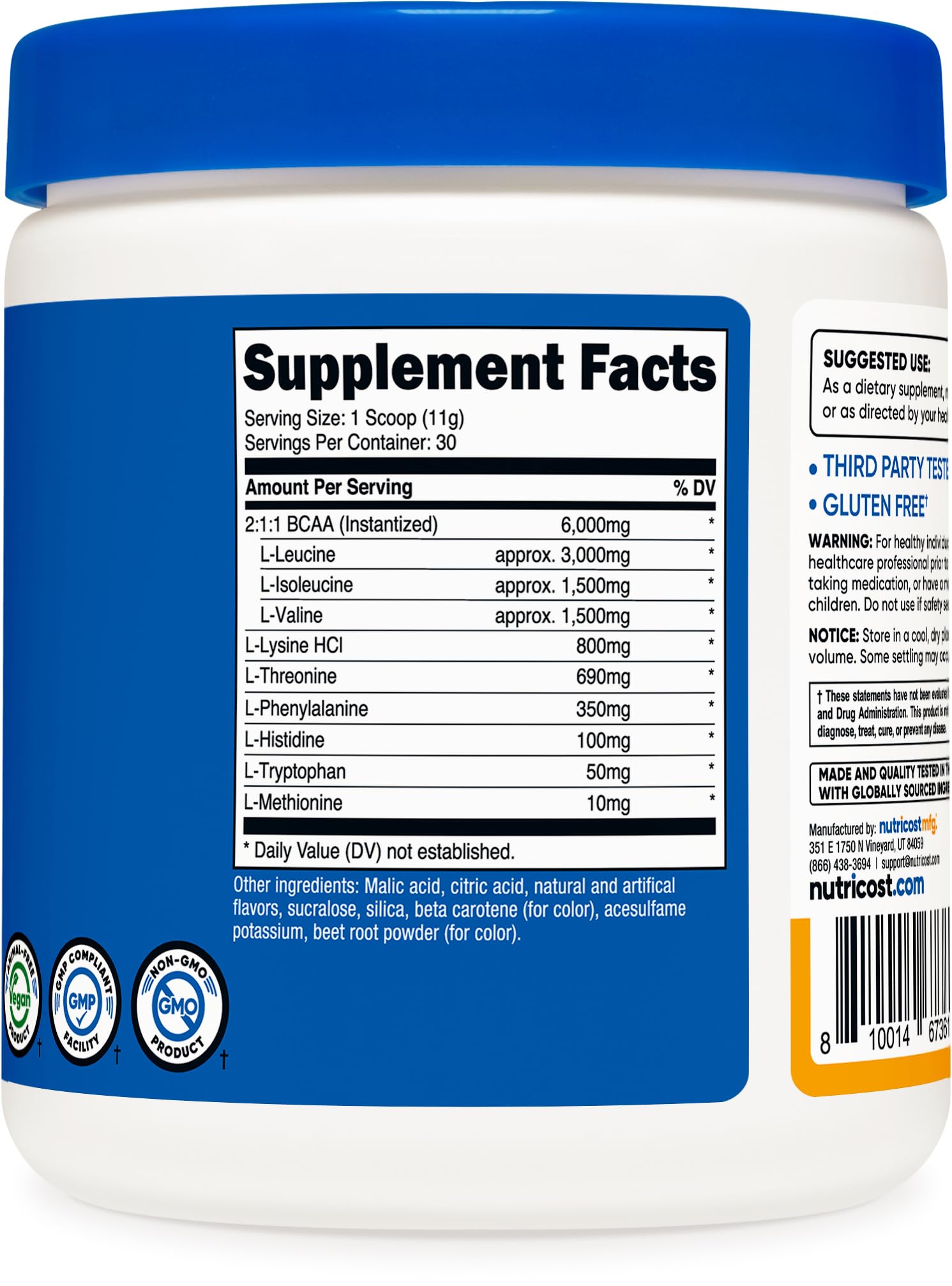 Nutricost EAA Powder 30 Servings Peach Mango — Essential Amino Acids, Non-GMO, Gluten Free, Vegetarian Friendly (Pack of 2)