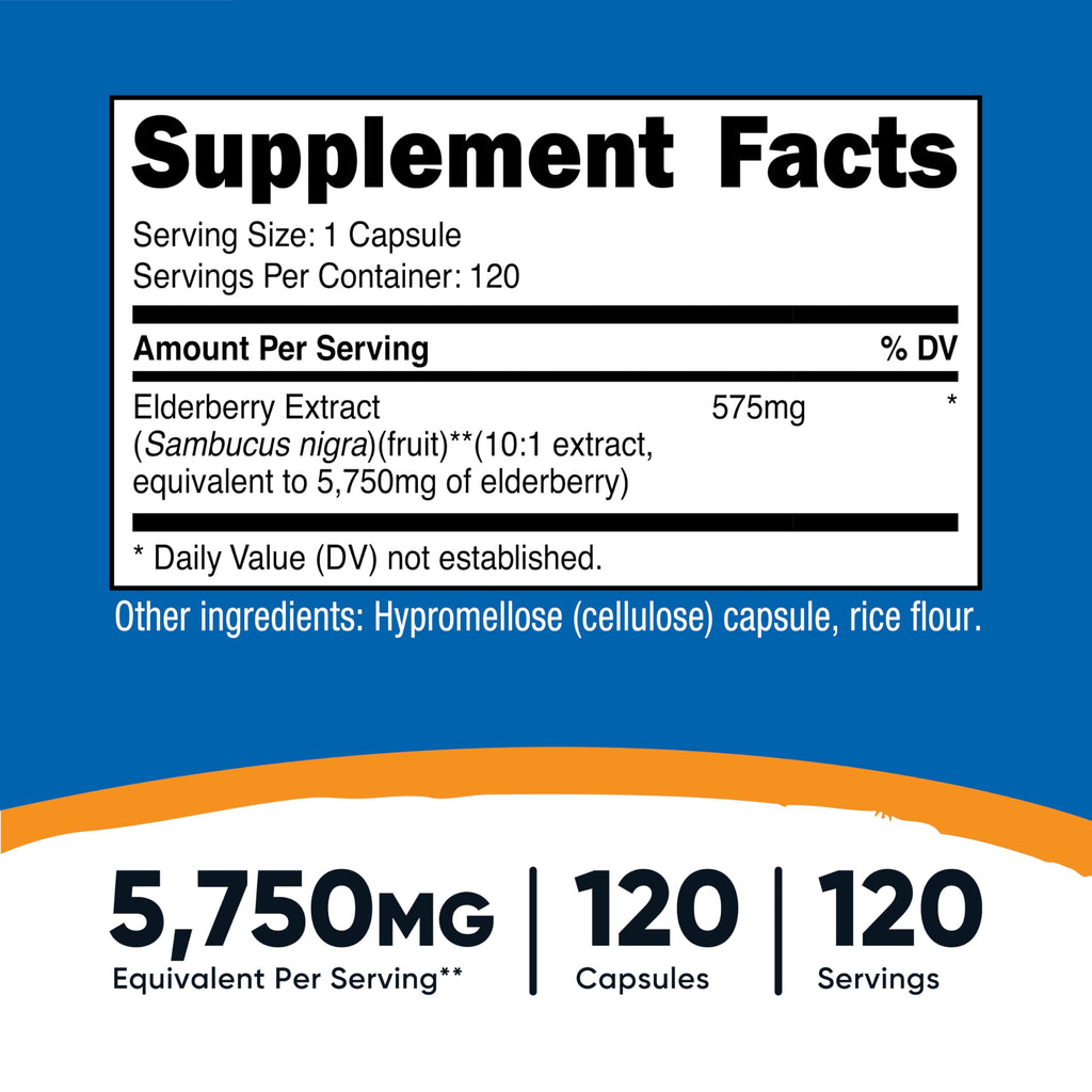 Nutricost Elderberry Capsules 575mg (120) – Pack of 2 | Black Elderberry, Vegetarian, Gluten Free, Non-GMO