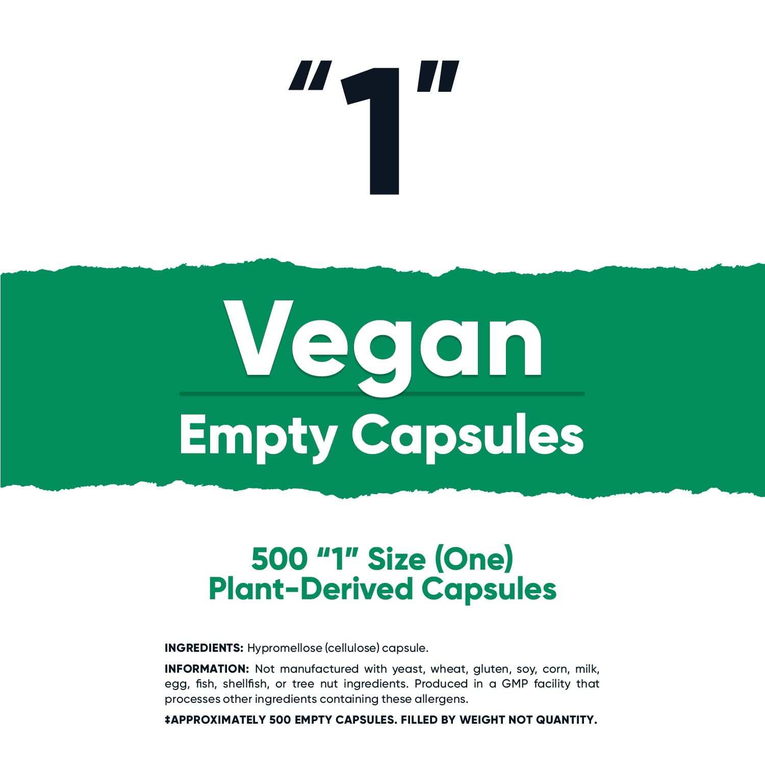 Nutricost Empty Capsules Size 1 Vegan – 500 Clear Plant-Based Capsules, Kosher & Halal Certified