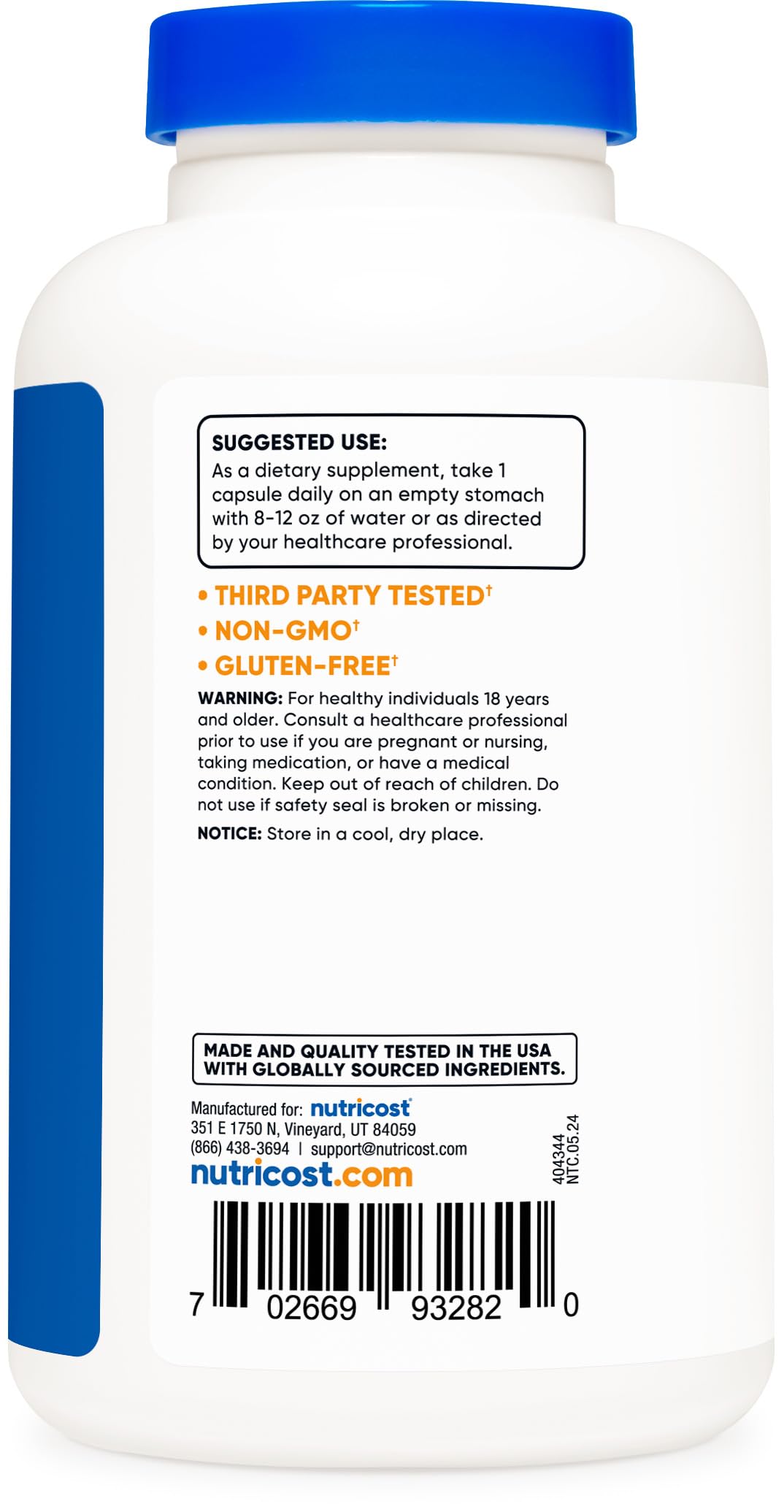 Nutricost L-Glutamine 800mg, 180 Capsules – Gluten Free & Non-GMO