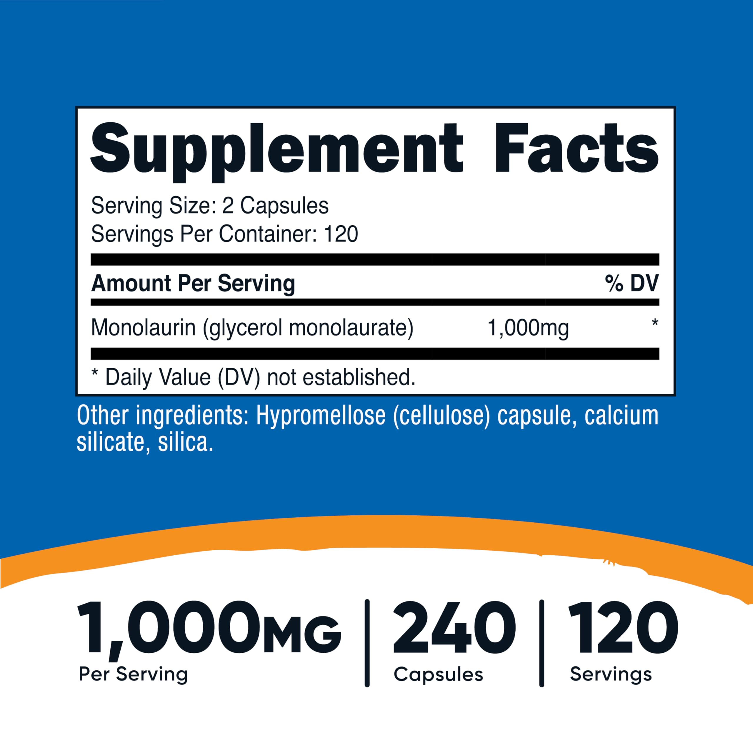 Nutricost Monolaurin 1000 mg - 240 Capsules, 120 Servings - Gluten-Free, Non-GMO, Vegan (Pack of 2)