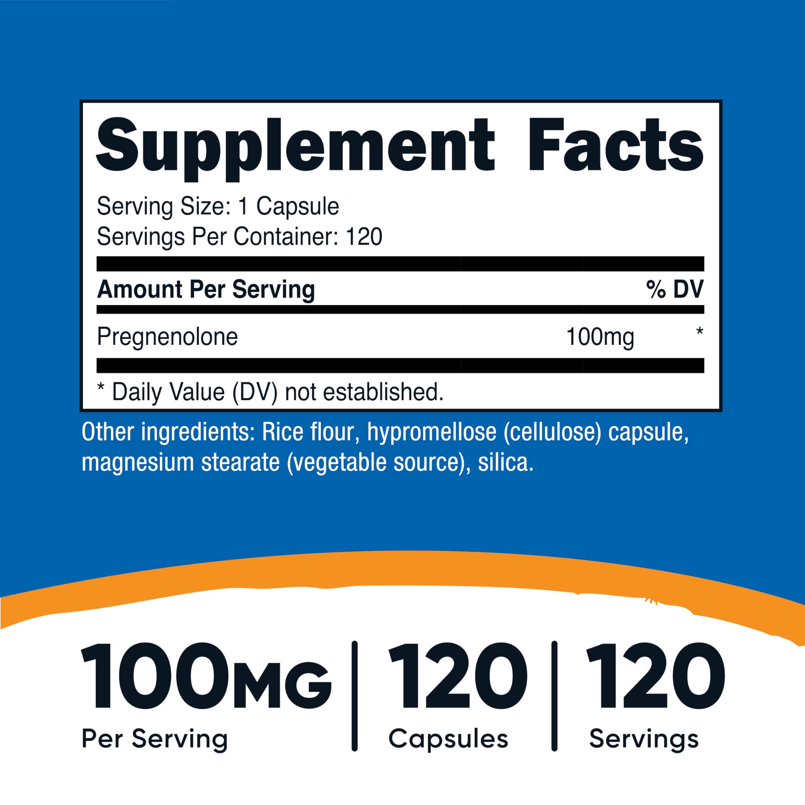 Nutricost Pregnenolone 100mg - 120 Capsules | Non-GMO, Gluten Free, Vegetarian