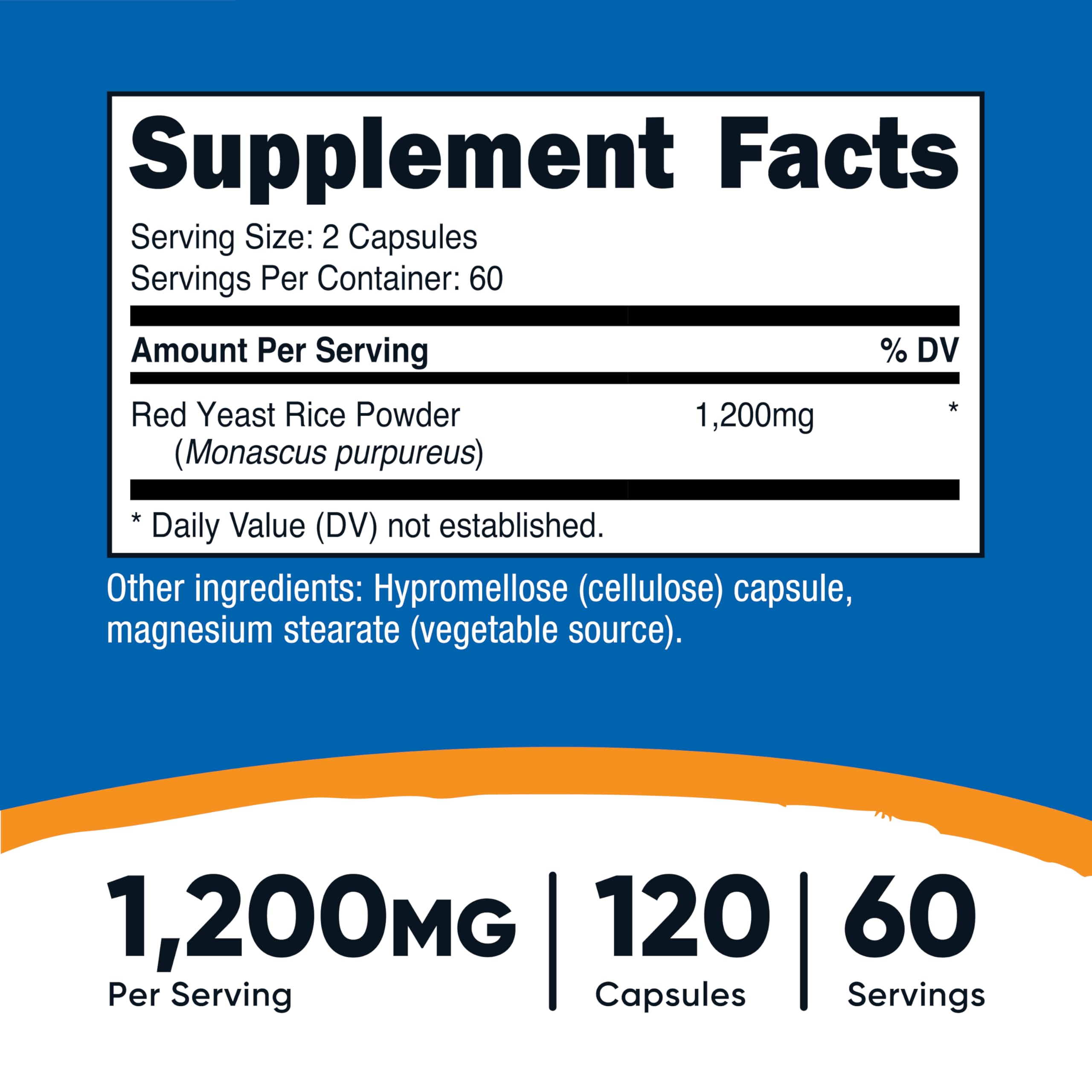 Nutricost Red Yeast Rice 1200mg – 120 Capsules (60 Servings), Veggie Caps, Non-GMO, Gluten Free