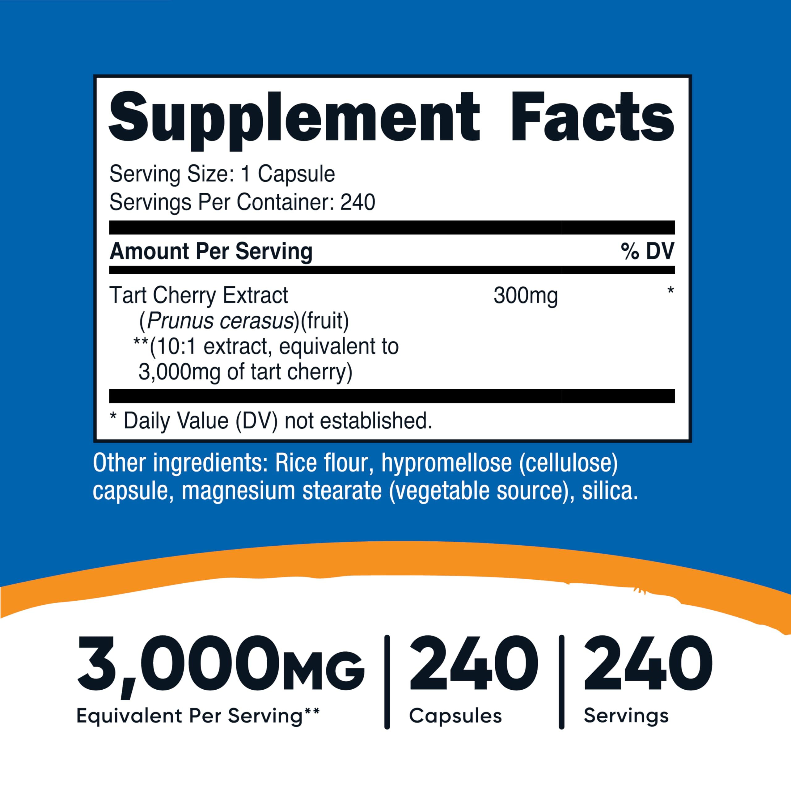 Nutricost Tart Cherry Extract 3000mg Equivalent - 240 Veg Capsules