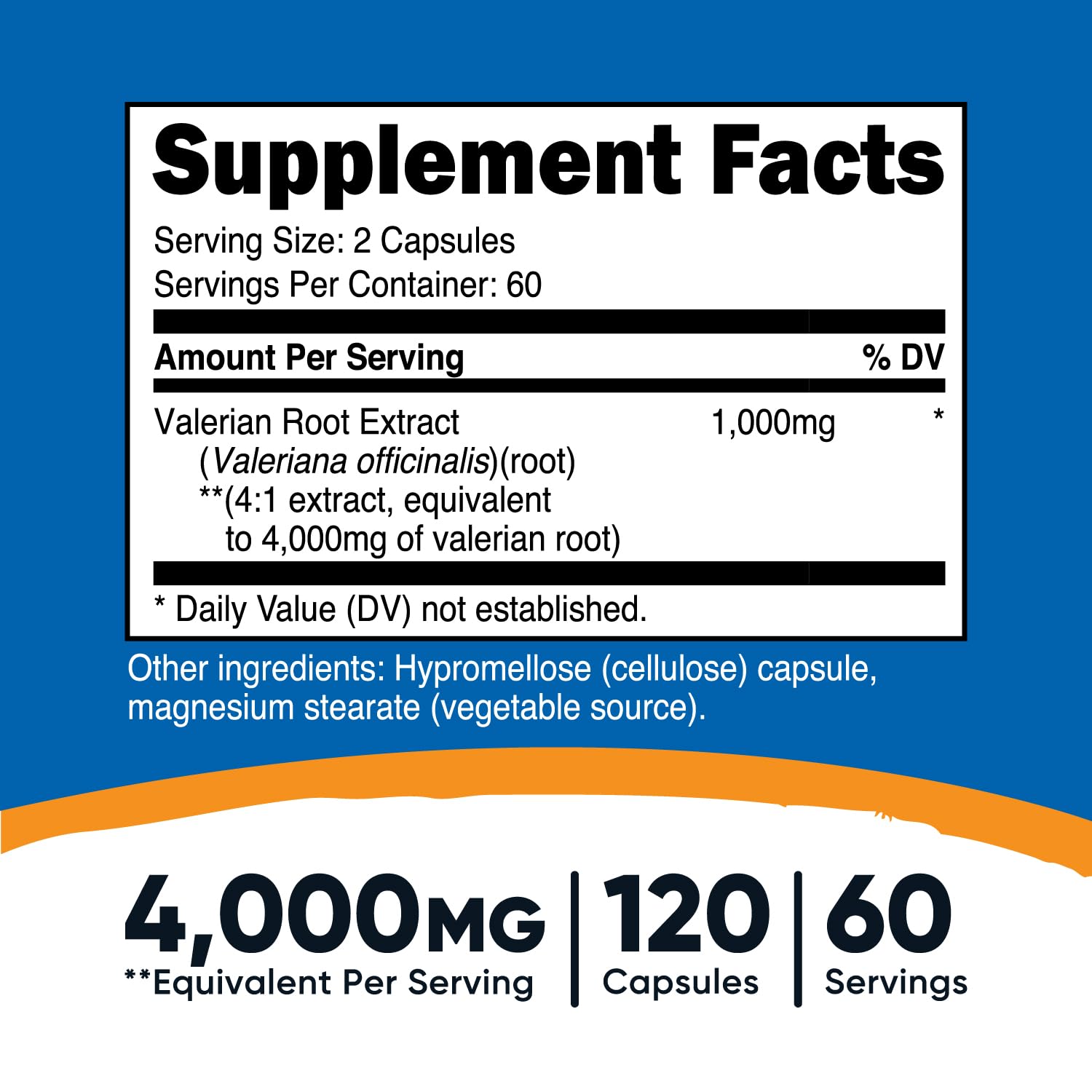 Nutricost Valerian Root Capsules 1000mg – 4:1 Extract, 2-Pack