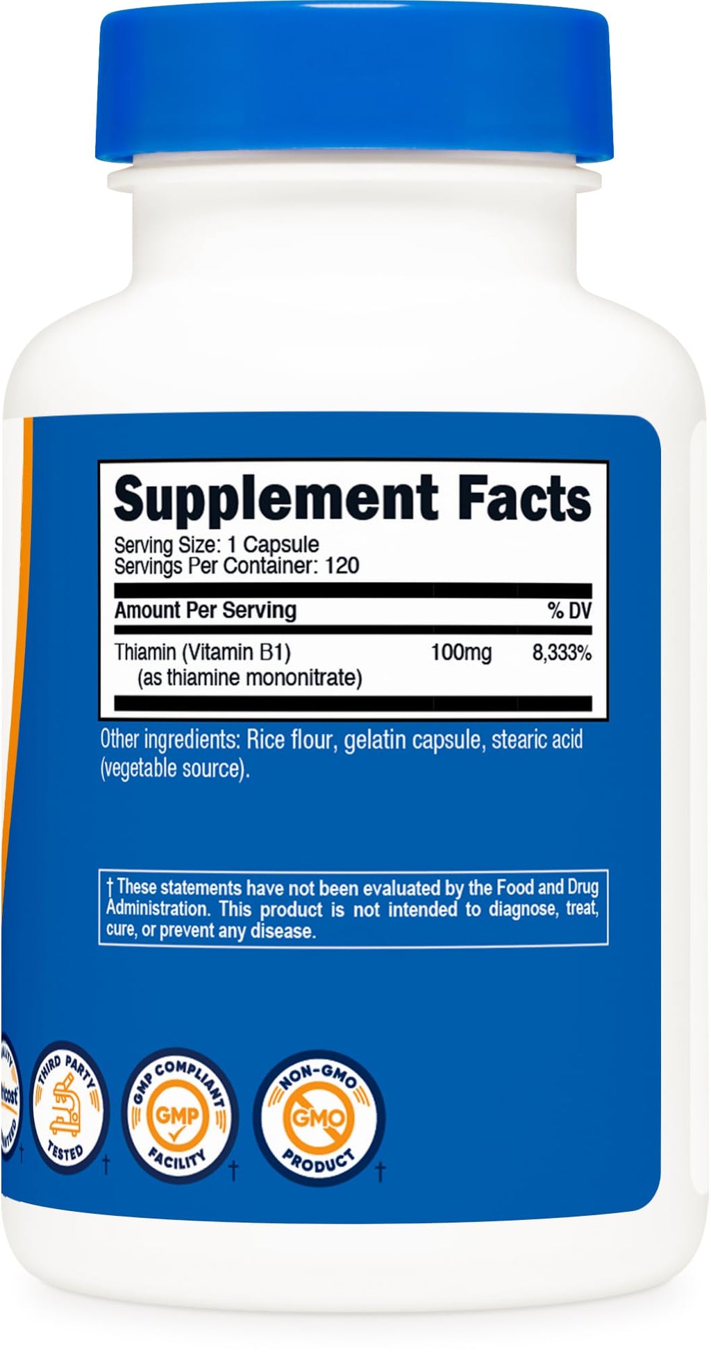 Nutricost Vitamin B1 (Thiamine) 100mg, 120 Capsules - Gluten Free and Non-GMO