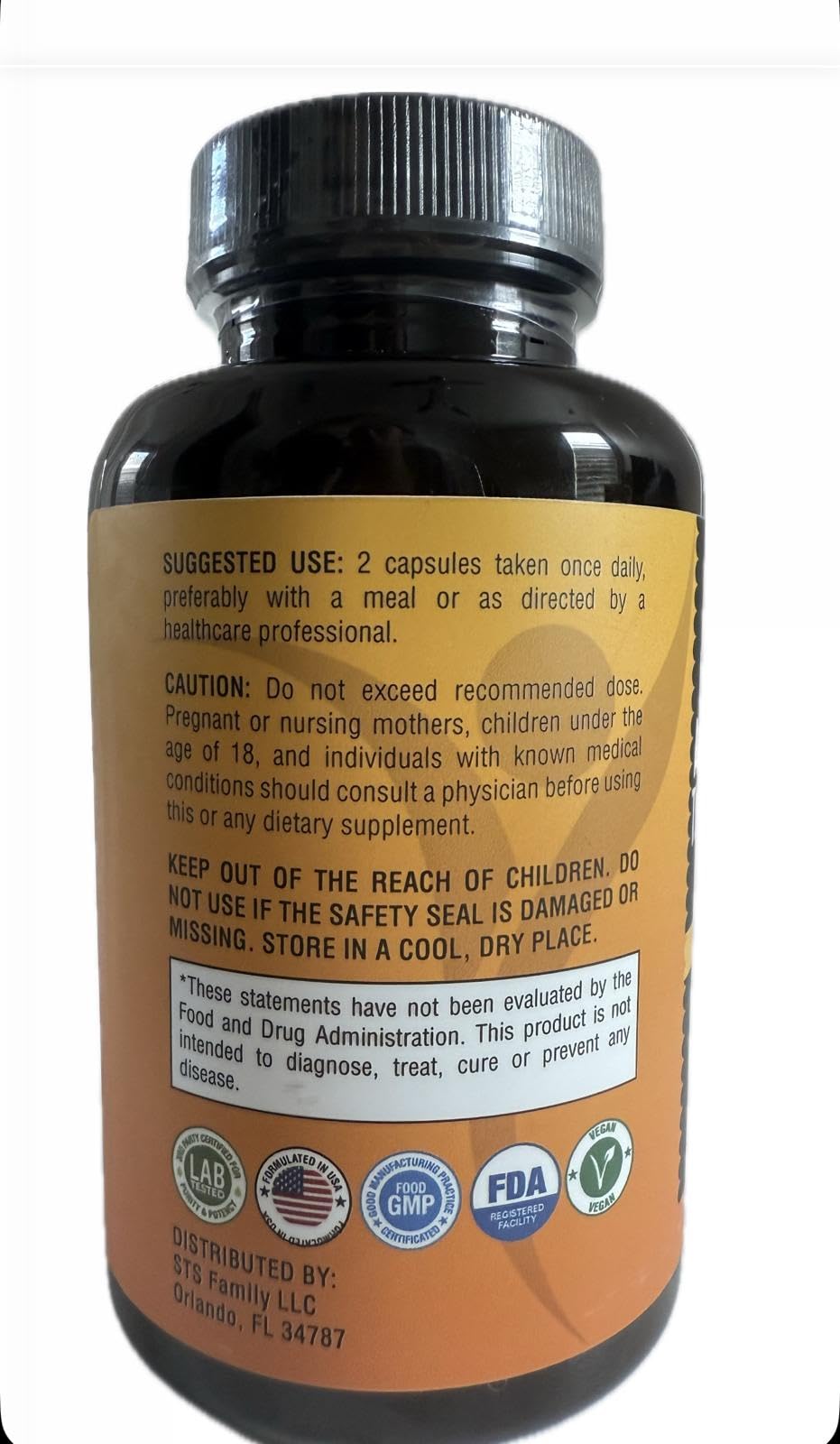 Ceylon Cinnamon Capsules + Apple Cider Vinegar – Turmeric 3000mg, Berberine 1200mg, 60 Count