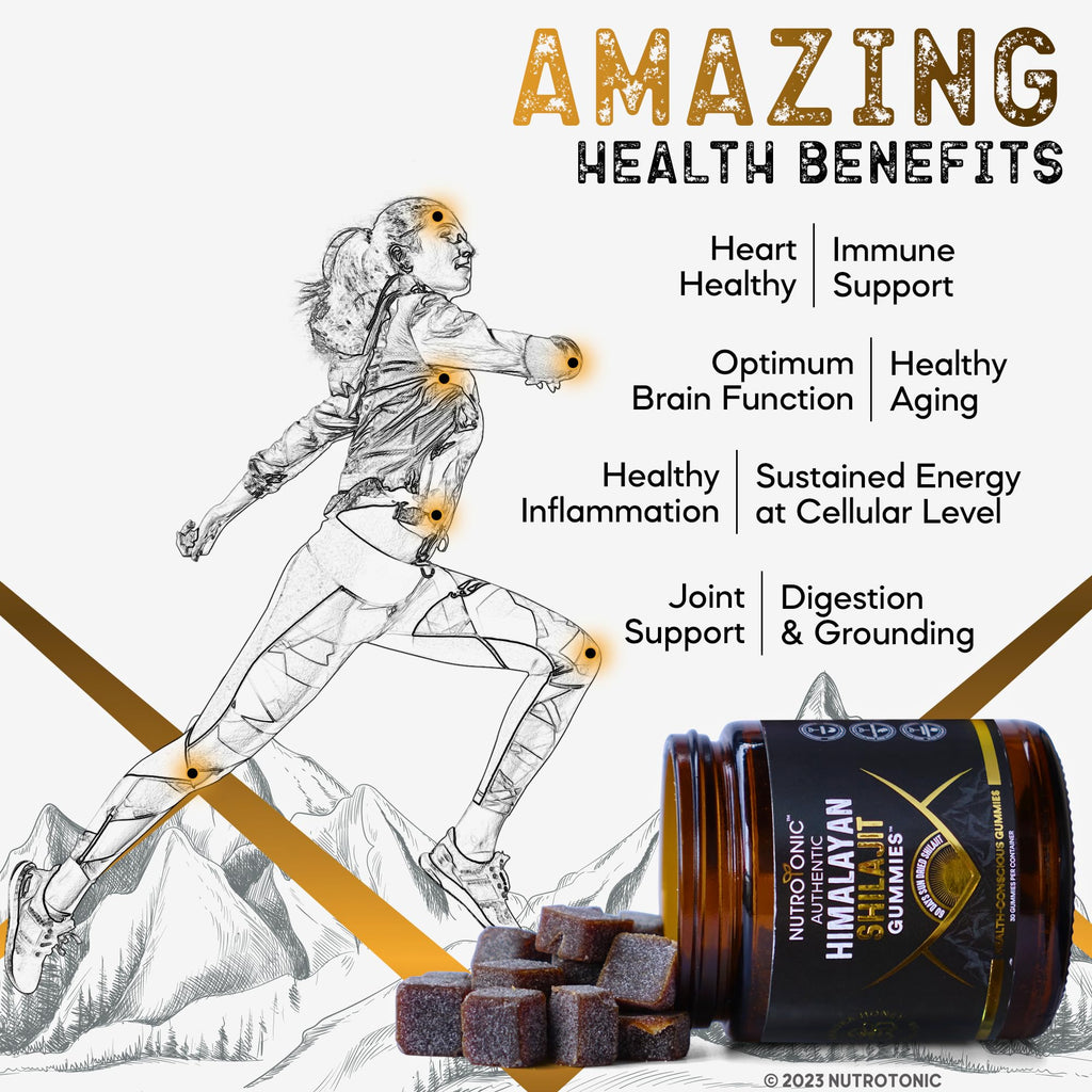 NutroTonic Organic Himalayan Shilajit Gummies – Pomegranate & Vanilla Flavor | Made in USA