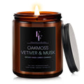 Oakmoss Vetiver & Musk Scented Candles – 7oz Soy Wax Amber Jar Gift