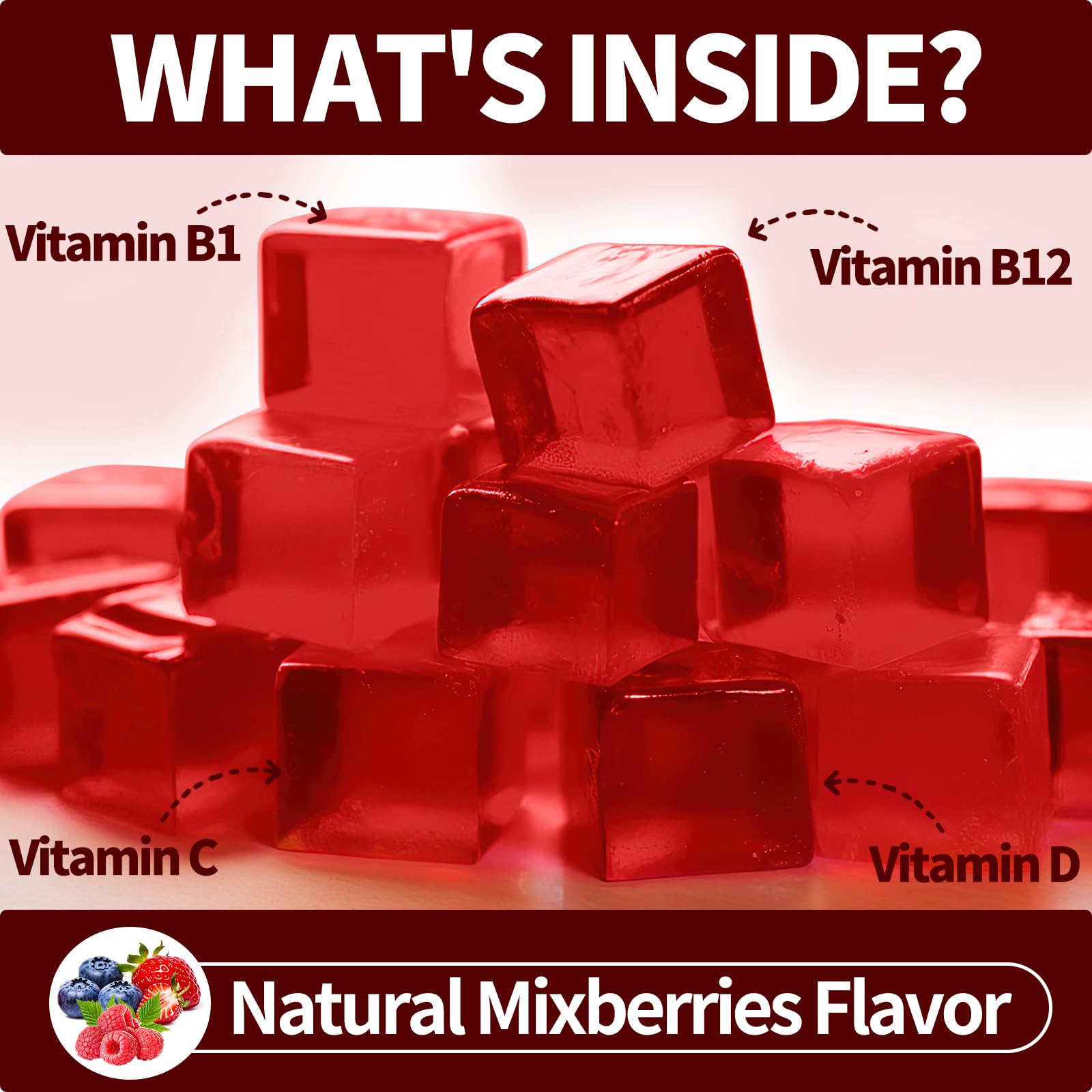 OALSE Thiamine B1 Gummies - 2 Pack, 500g Vegan Sugar-Free with Mixed Berry Flavor (120 Gummies)