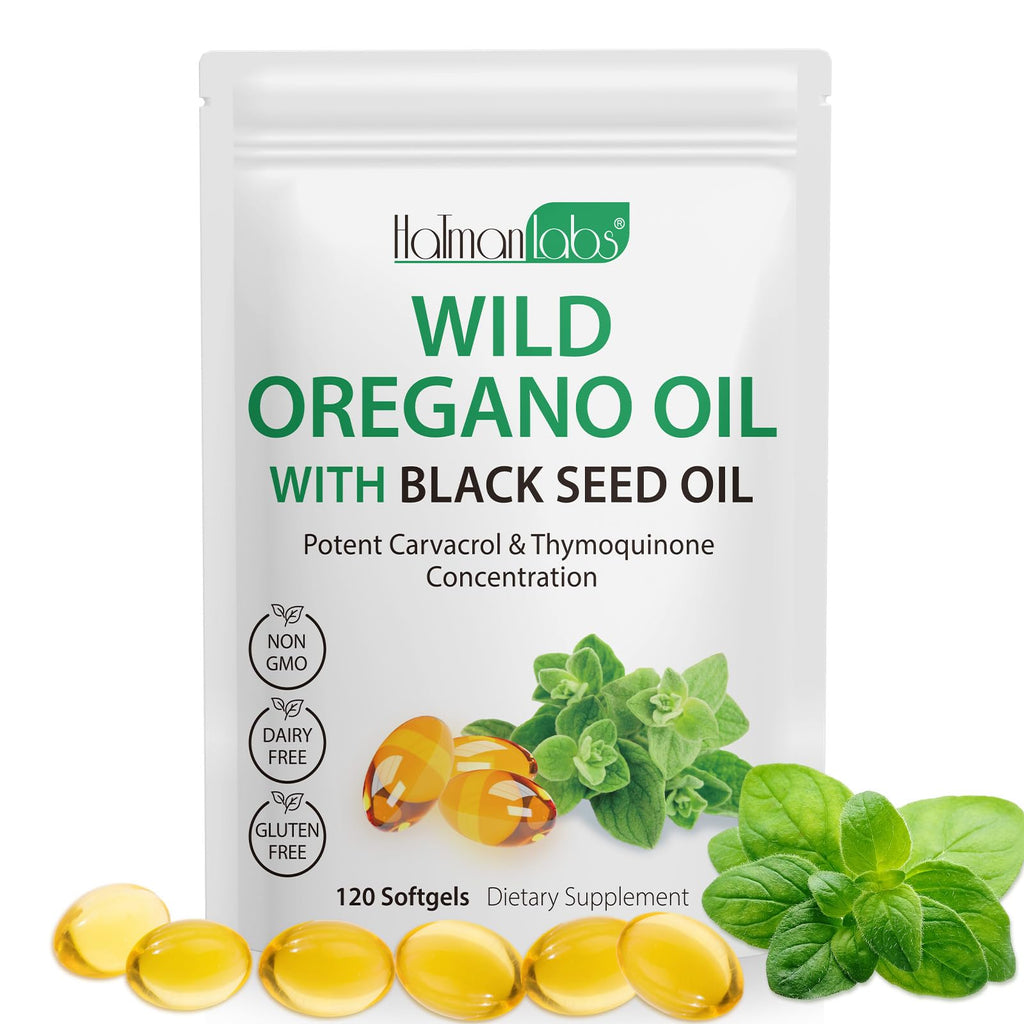 Oil of Oregano with Black Seed Oil - 6000mg Oregano Oil Capsules, Organic, Non-GMO, Gluten Free, 120 Softgels