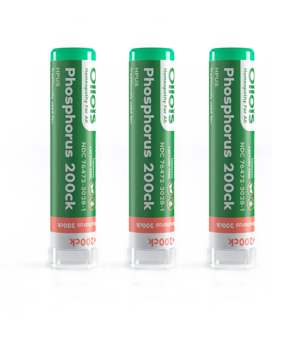OLLOIS Phosphorus 200ck Organic Homeopathic Medicine – Pack of 3 (80 Pellets) | Lactose-Free, Kosher