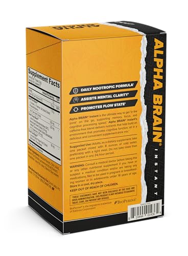 ONNIT Alpha Brain Instant Peach Nootropic Drink Mix for Focus, Memory & Clarity – 30 Packets