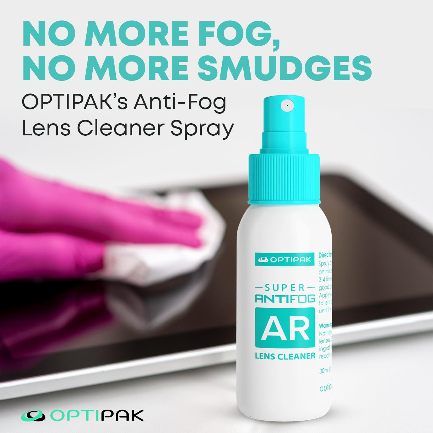 OPTIPAK Anti Fog Lens Cleaner Kit – 2oz Spray + Microfiber Cloth (2 Piece Set)