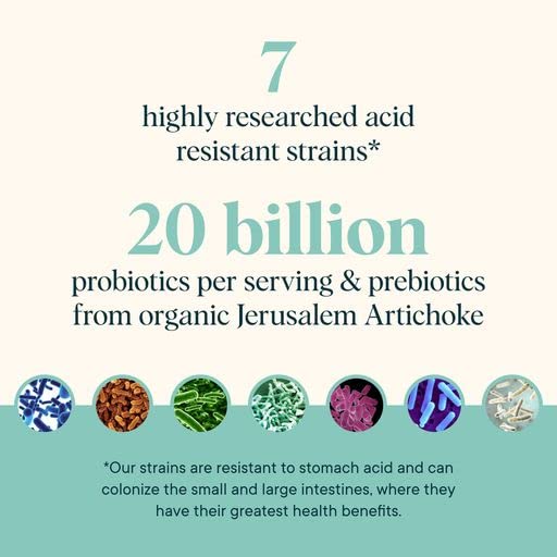 Ora Organic Prebiotic & Probiotic Powder – 20B CFU, 7 Strains, Apple Raspberry Flavor, 30 Servings