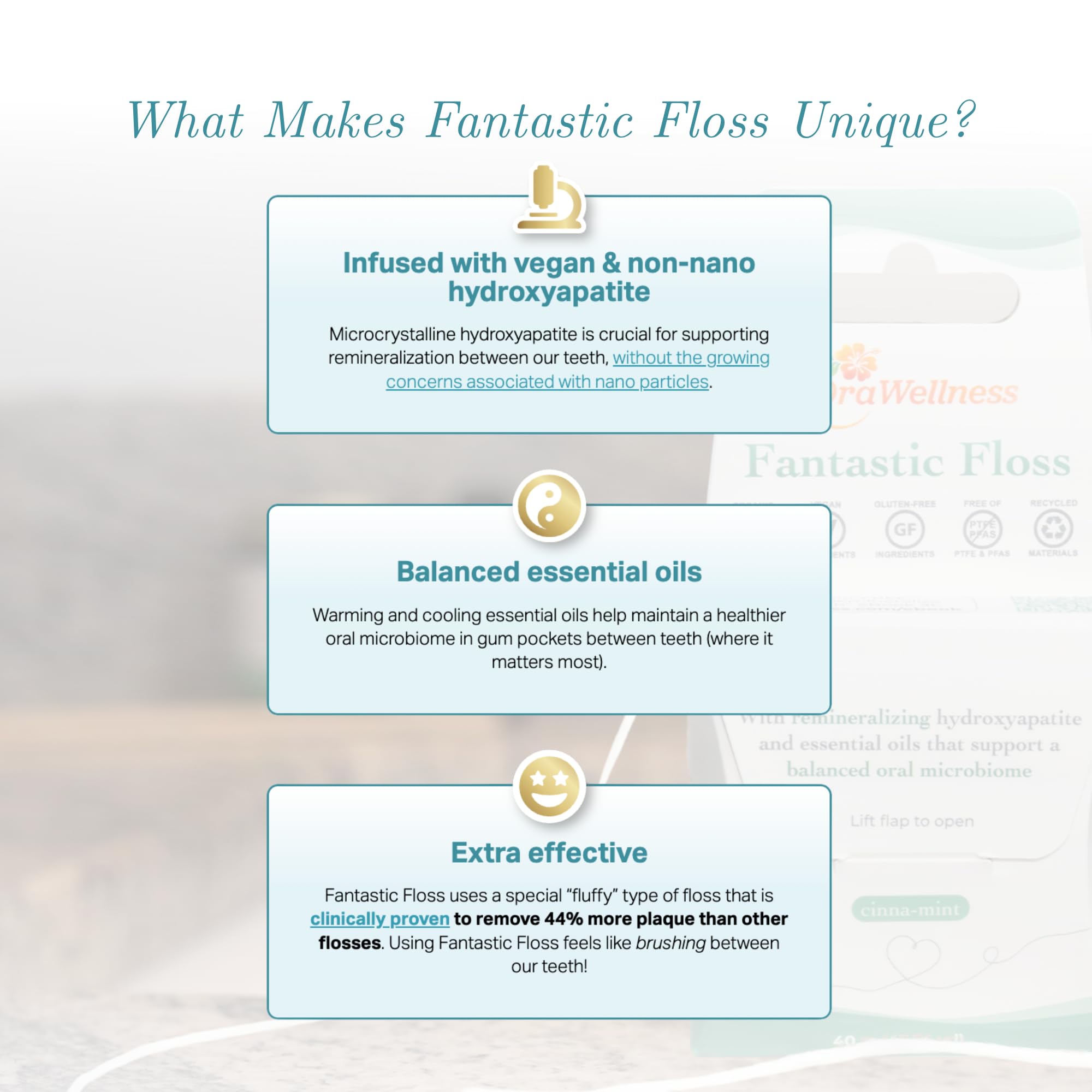 OraWellness Fantastic Floss | Hydroxyapatite Waxed Dental Floss – Pack of 2