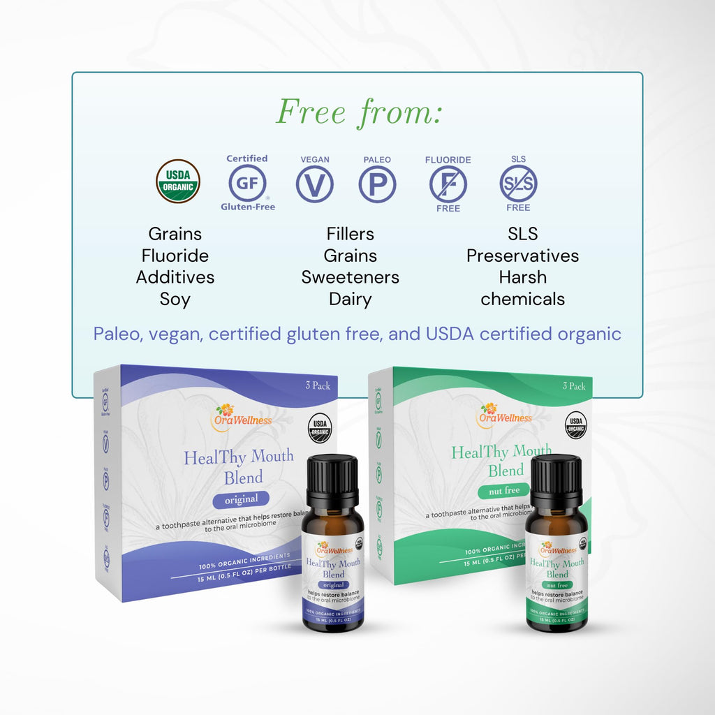 OraWellness Nut Free Organic Tooth Oil – USA Made, Fluoride Free, 3-Pack