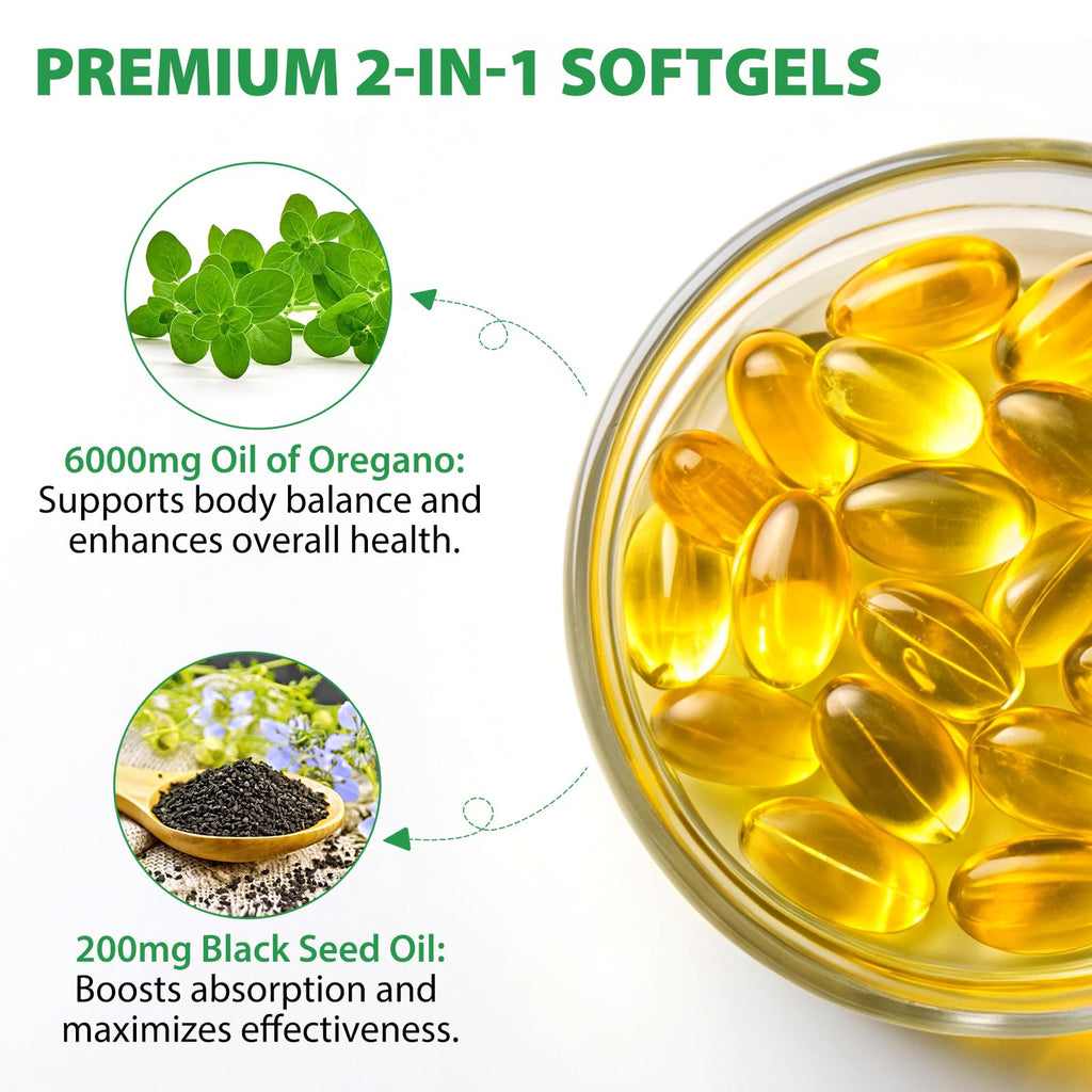 Oil of Oregano Softgel with Black Seed Oil – Immune Support