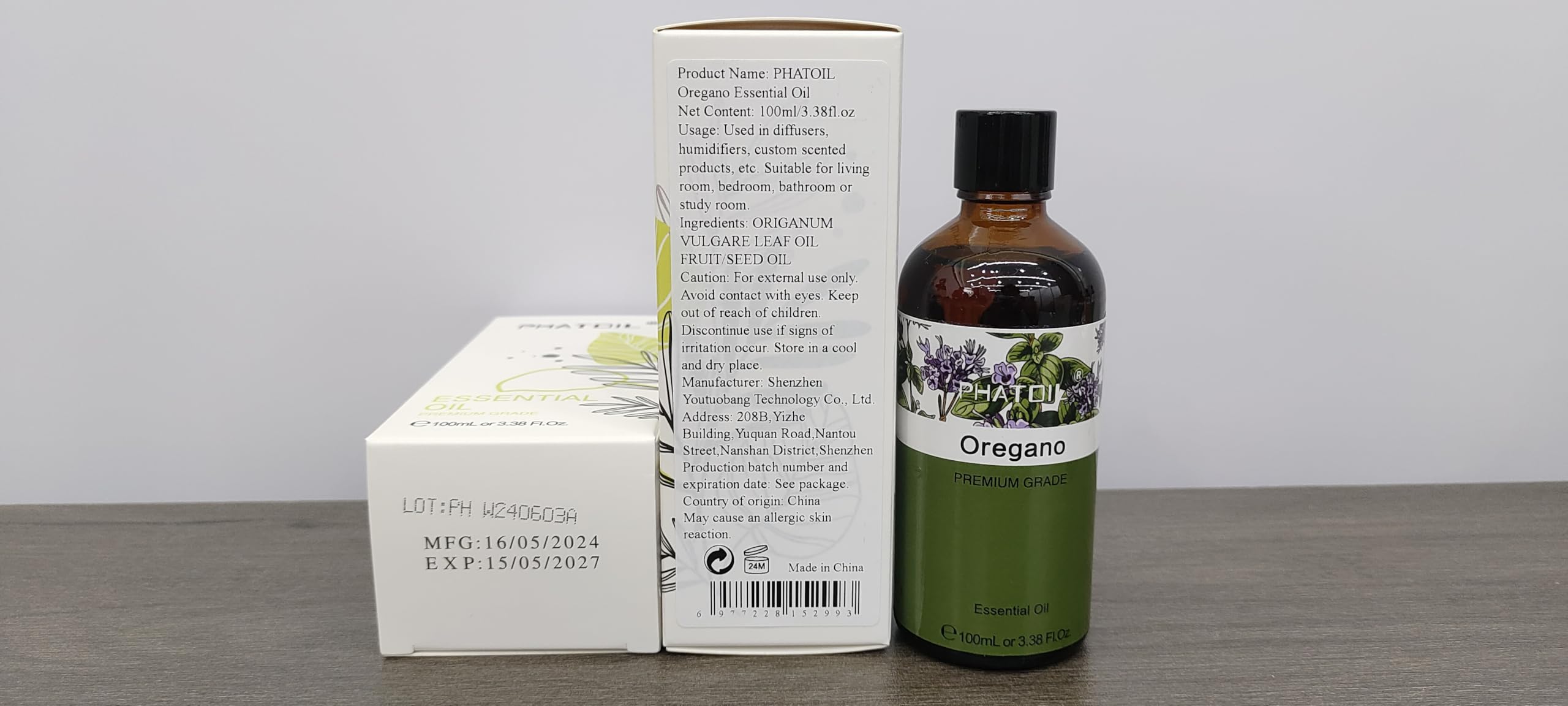 Oregano Essential Oil 100ml | PHATOIL Pure Aromatherapy Oil for Diffusers, Humidifiers, Candles & Soap