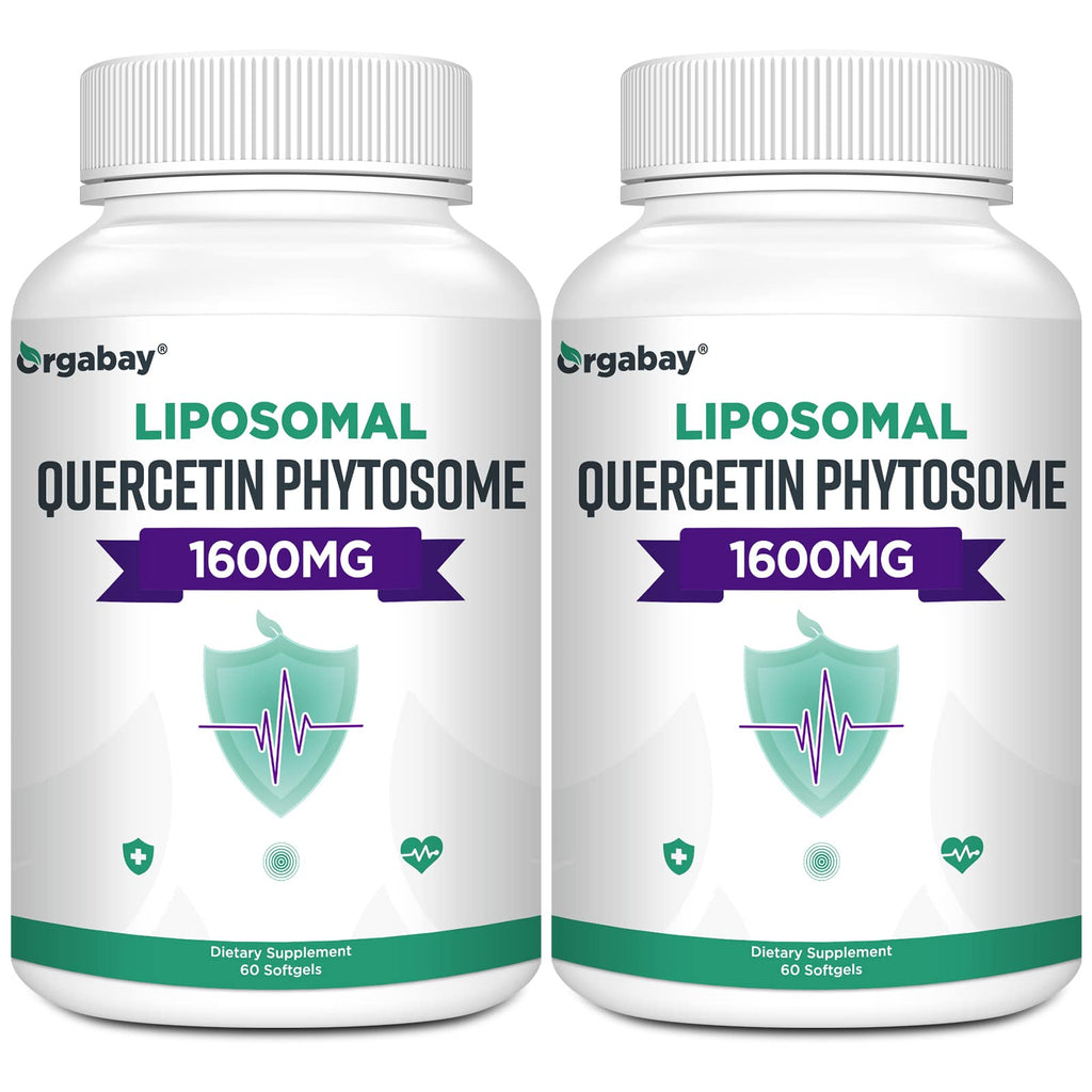 Orgabay Liposomal Quercetin Phytosome 1600 mg - Bromelain 200 mg, Zinc 30 mg, Vitamin C, Turmeric 40 mg | 60 Softgels | Highest Absorption Quercetin Complex