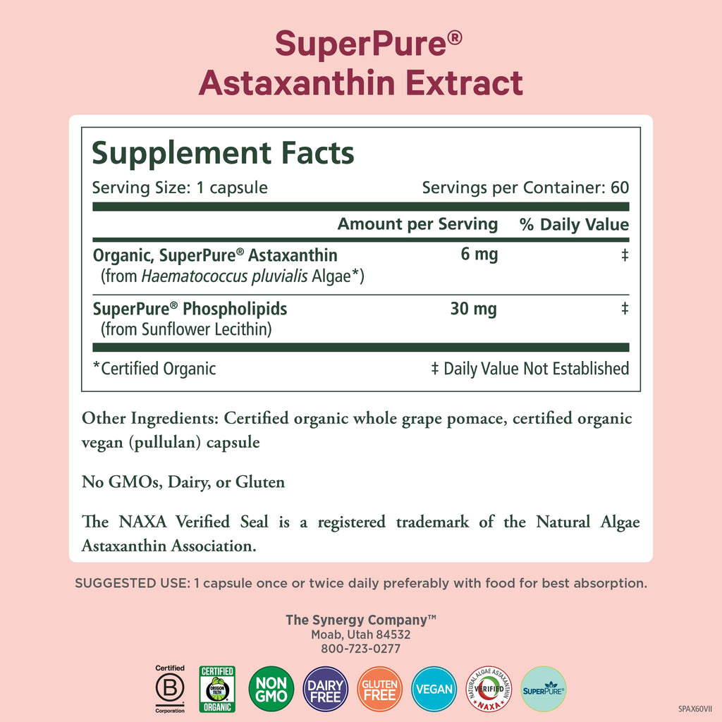 PURE SYNERGY SuperPure Astaxanthin Extract – Organic Algae Astaxanthin