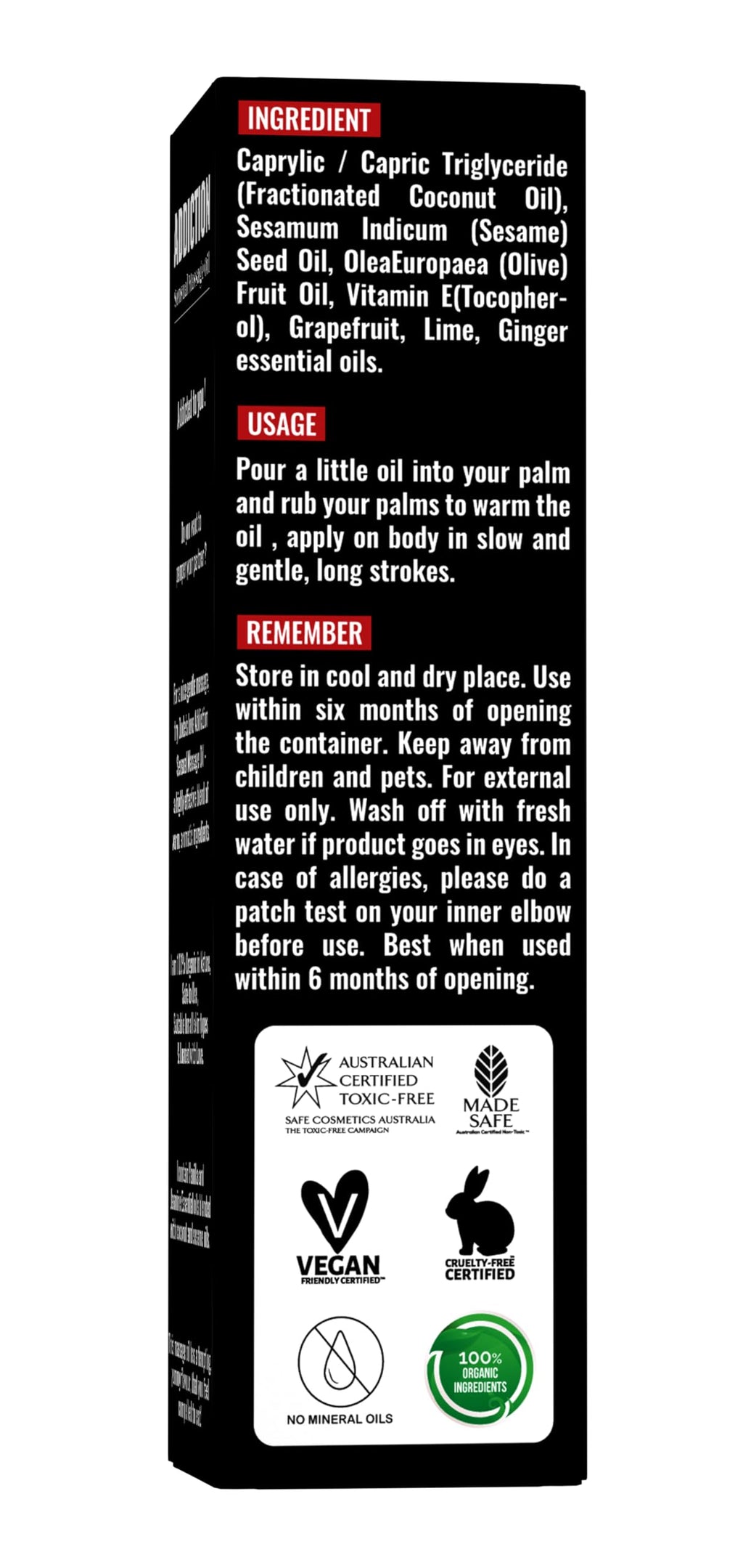 Organic Grapefruit Full Edible Body Massage Oil – Refreshing, Calming, 8.45 Fl Oz | No Stain & Non-Sticky