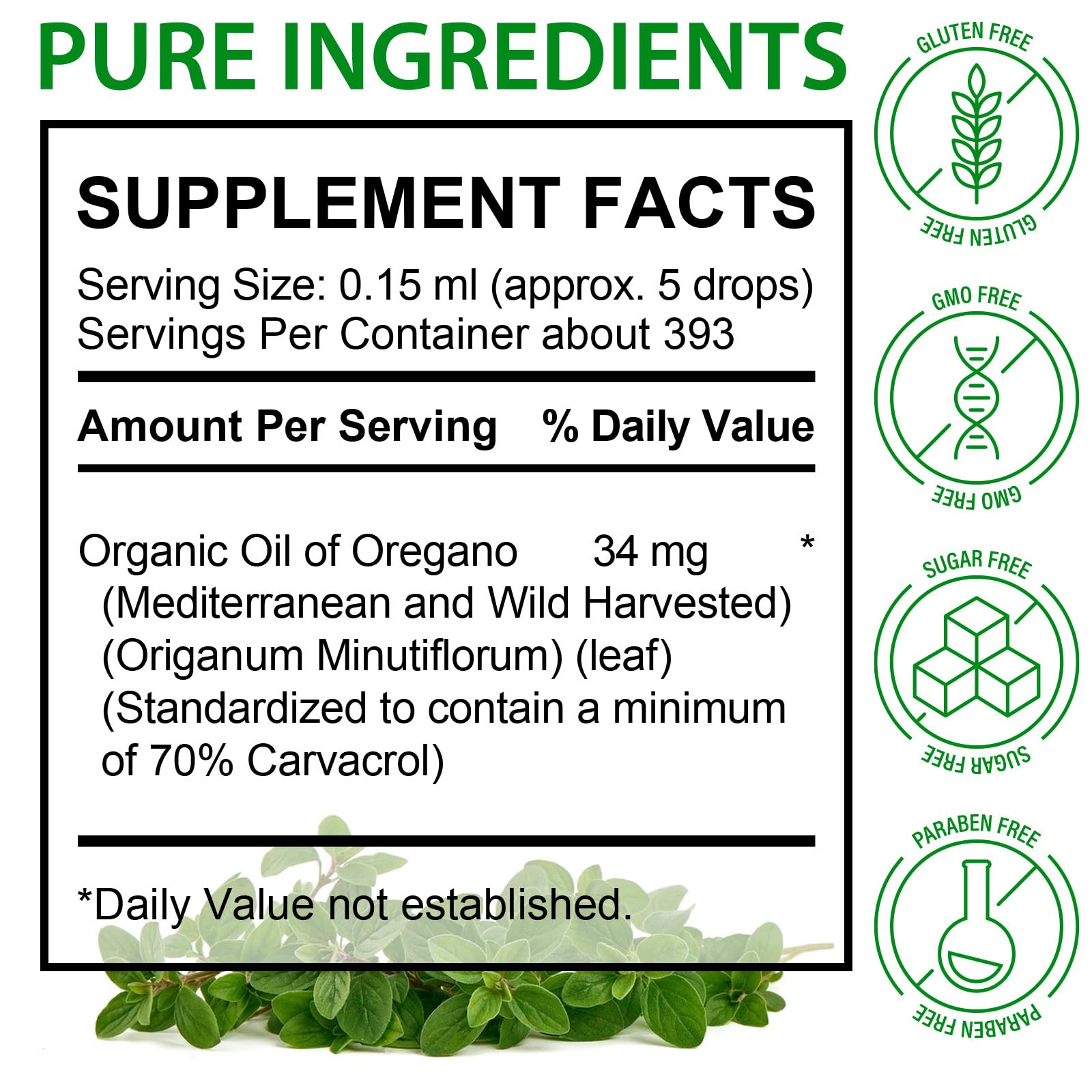Organic Oregano Oil Liquid Drops | Natural Herbal Supplement for Immune, Digestive Support & Energy | Non-GMO, Gluten Free | 2 FL OZ