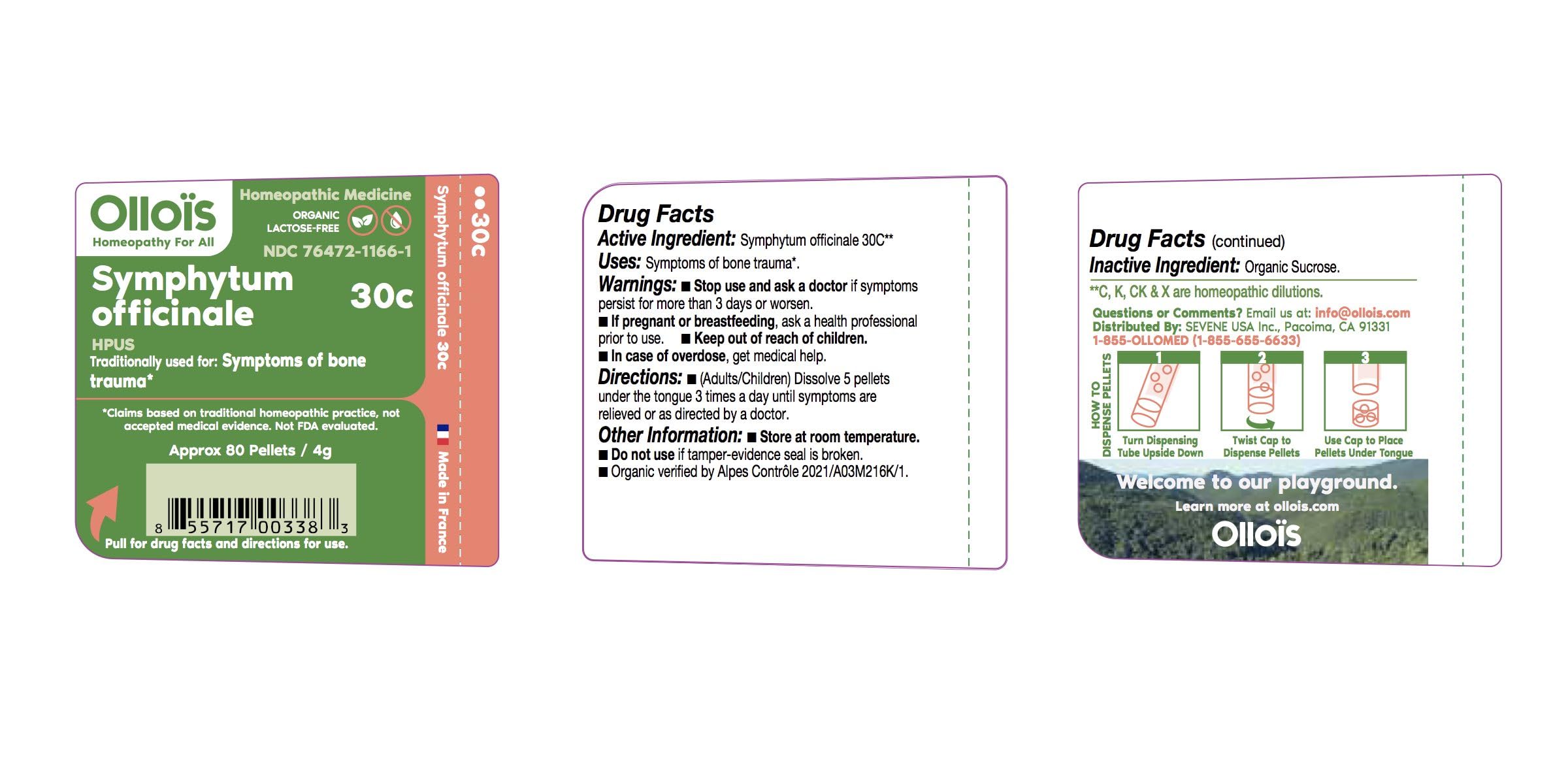 OLLOIS Symphytum Officinale 30C – Organic, Lactose-Free Homeopathic Medicine, 80 Pellets