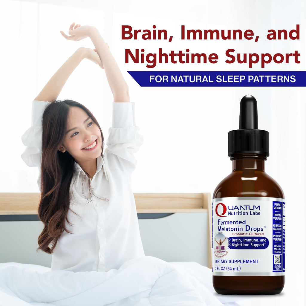 Quantum Nutrition Labs Fermented Melatonin Drops - Sleep Support for Adults, Organic & Vegan, 2 oz