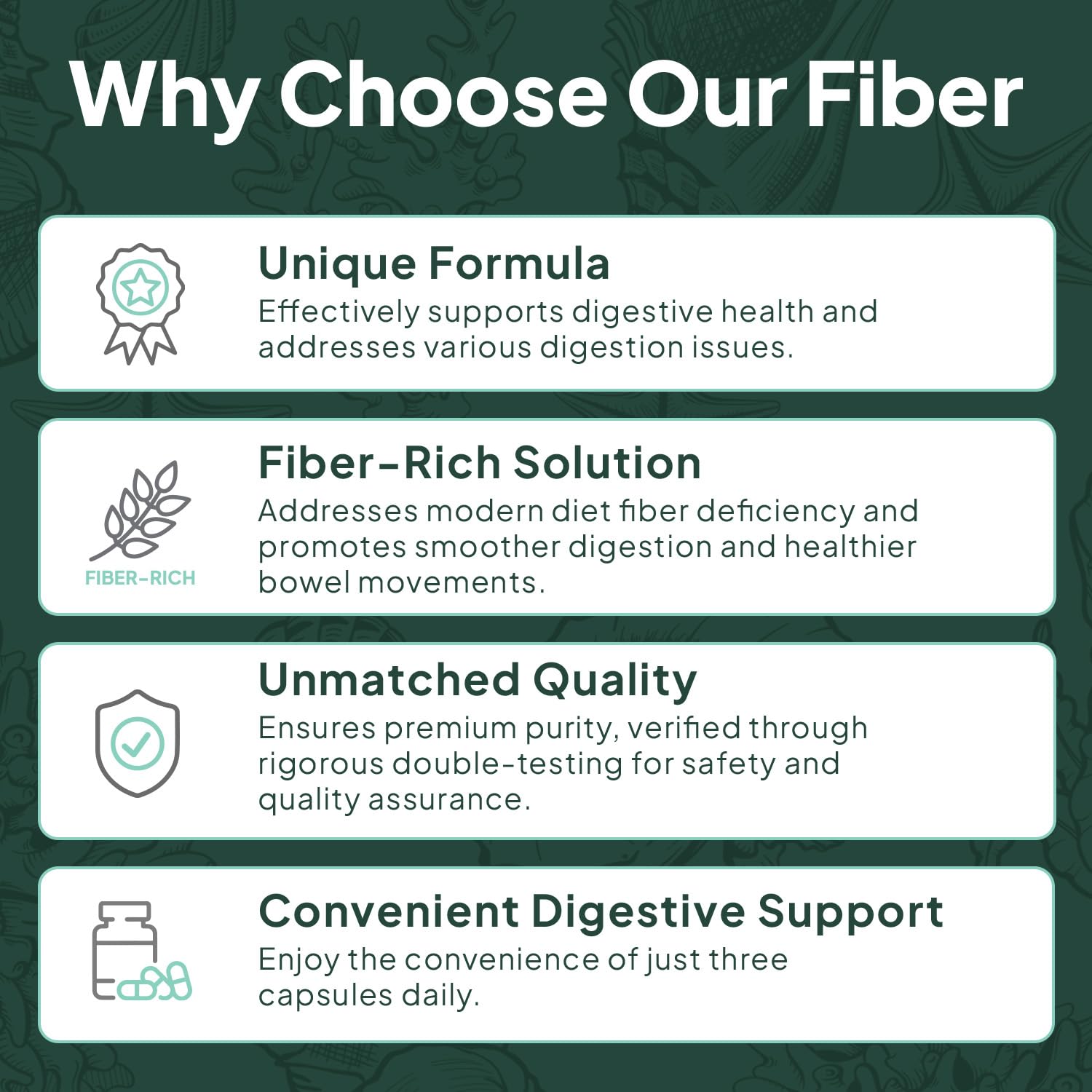 Organics Ocean Better Fiber - Daily Fiber Supplement for Softer Stool - 90 Capsules