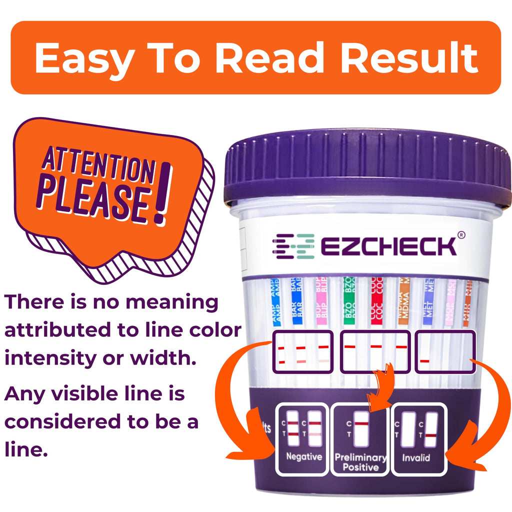 5 Test Cups 14-Panel EZCHECK Urine Test Cup – At-Home Drug Test, 14 Substances, 5-Min Results