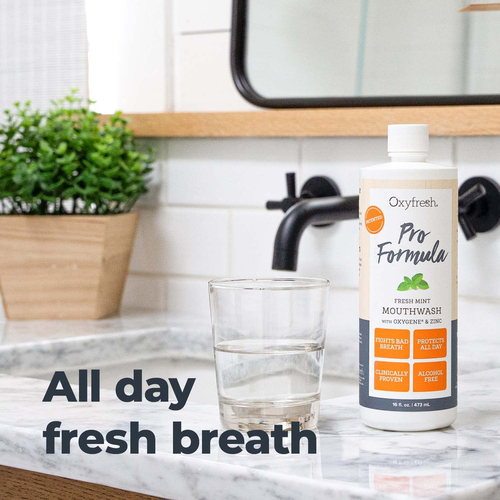 Oxyfresh Pro Formula Fresh Mint Mouthwash – Patented Zinc Mouthrinse for Fresh Breath, Healthy Gums & 1 Gal Dye/Fluoride/Alcohol Free