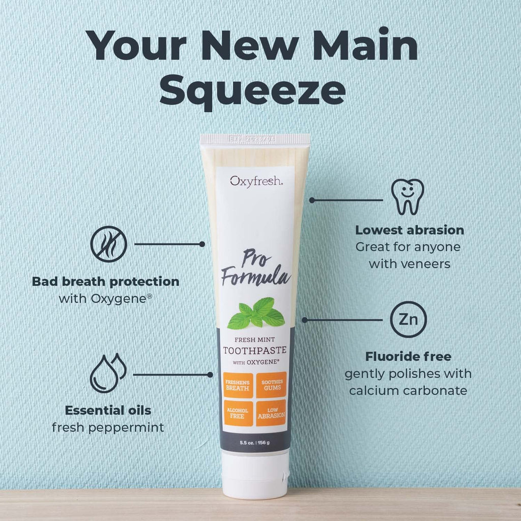 Oxyfresh Pro Formula Fresh Mint Toothpaste – Gentle Low Abrasion, Fluoride Free, 5.5 oz (Pack of 3)